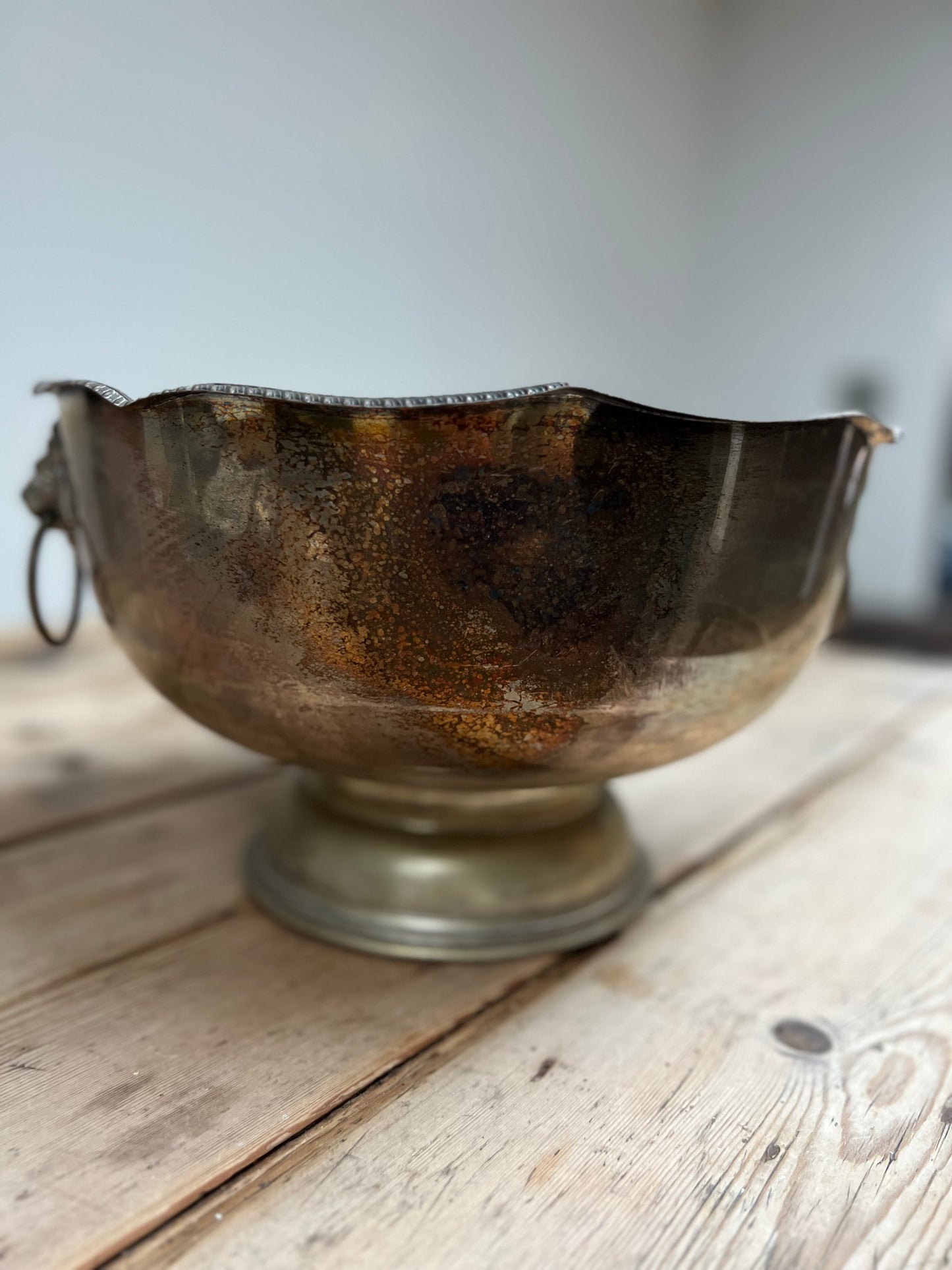 Vintage Silver Plate Lions Head Ice Bucket