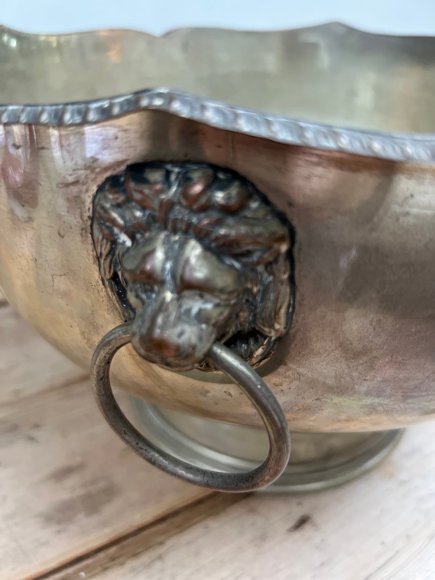 Vintage Silver Plate Lions Head Ice Bucket