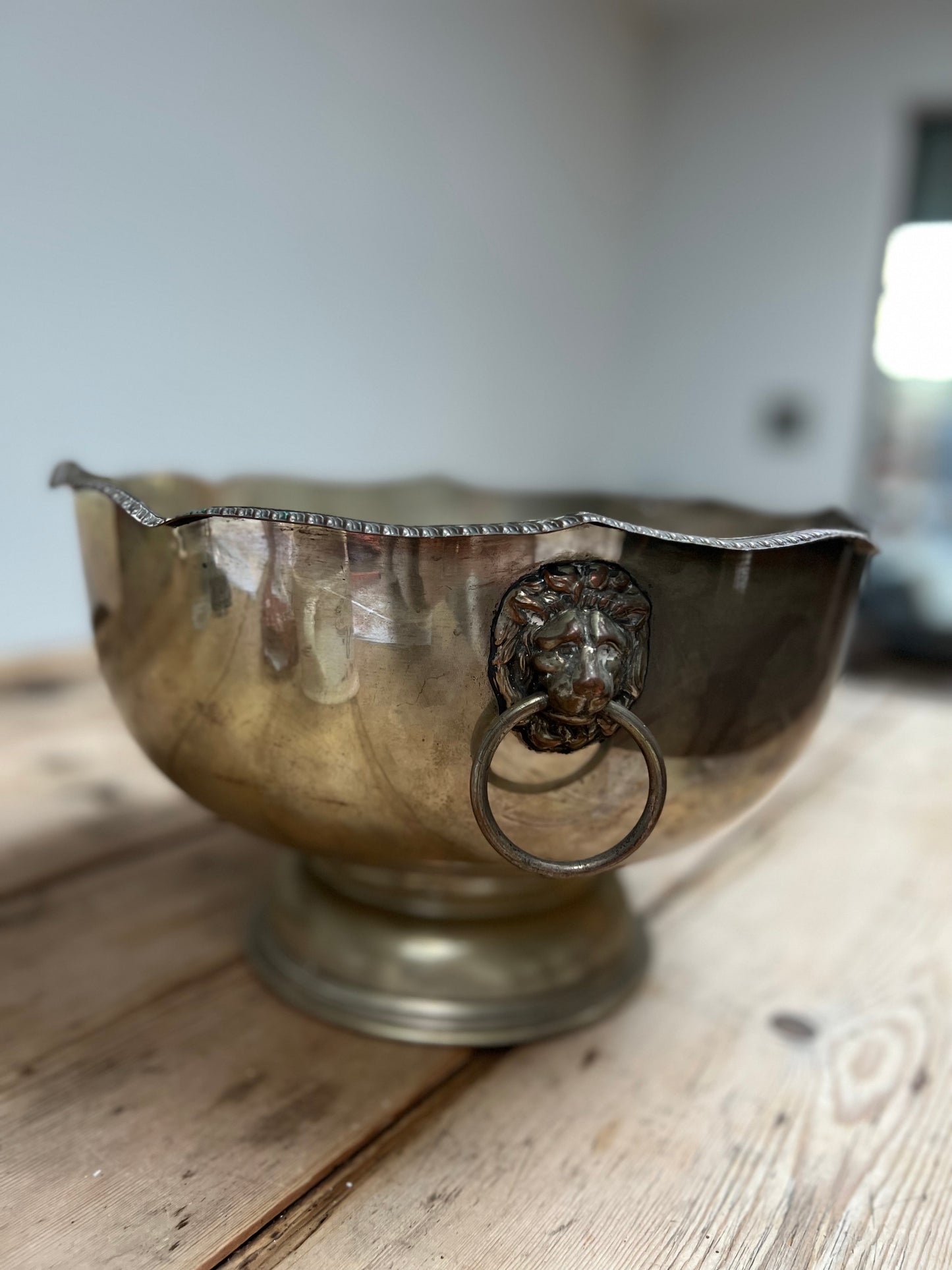 Vintage Silver Plate Lions Head Ice Bucket