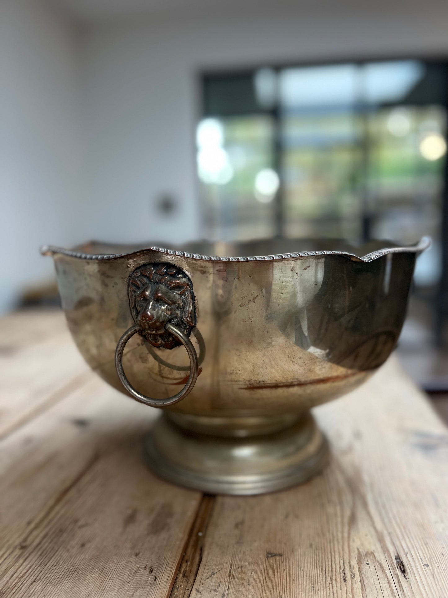 Vintage Silver Plate Lions Head Ice Bucket