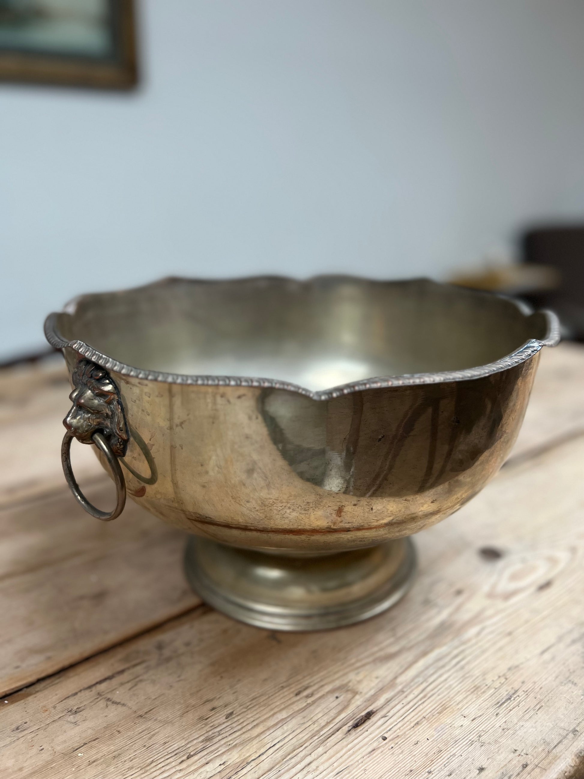 Vintage Silver Plate Lions Head Ice Bucket