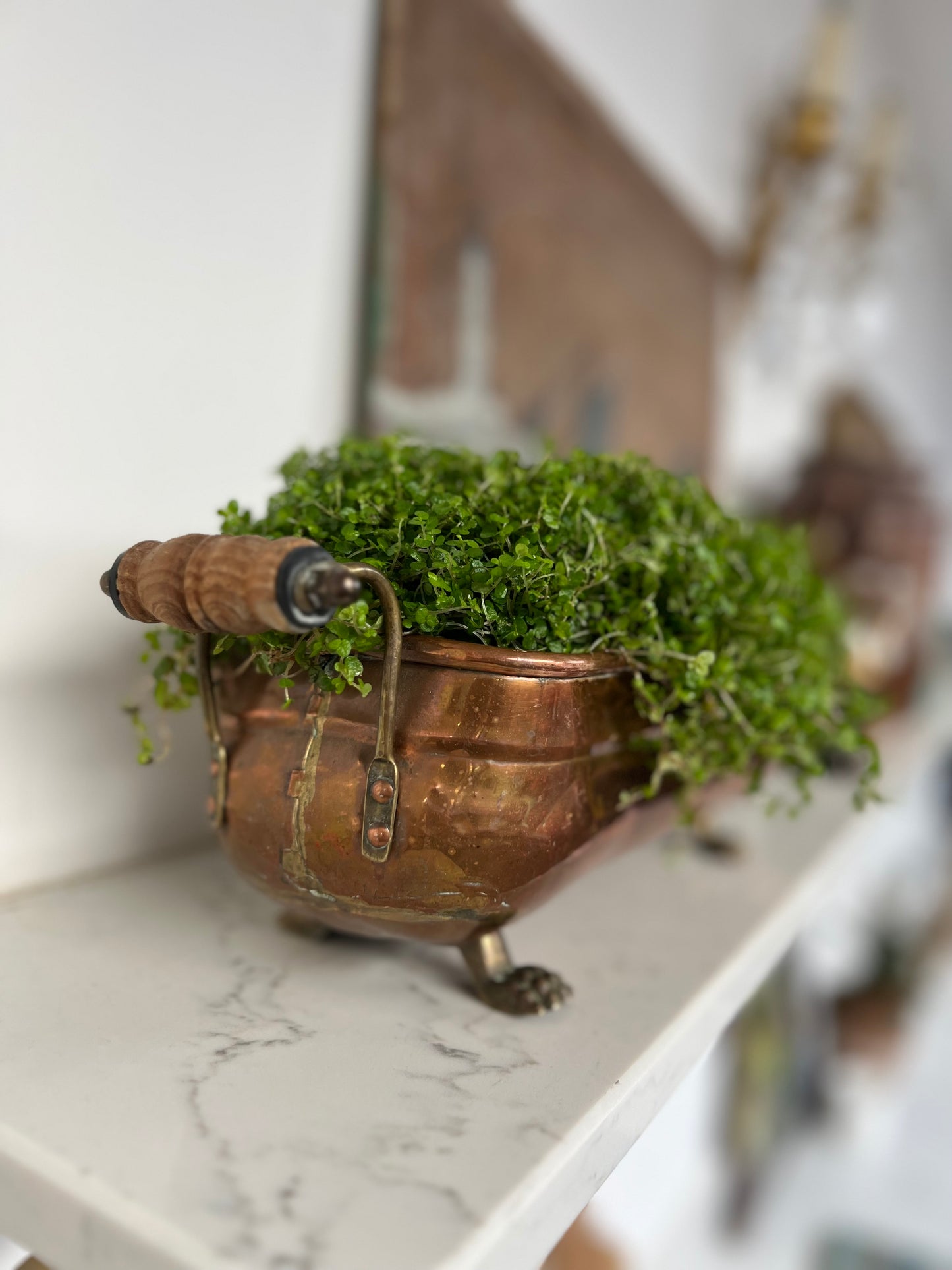 Antique Copper & Brass Planter With Feet