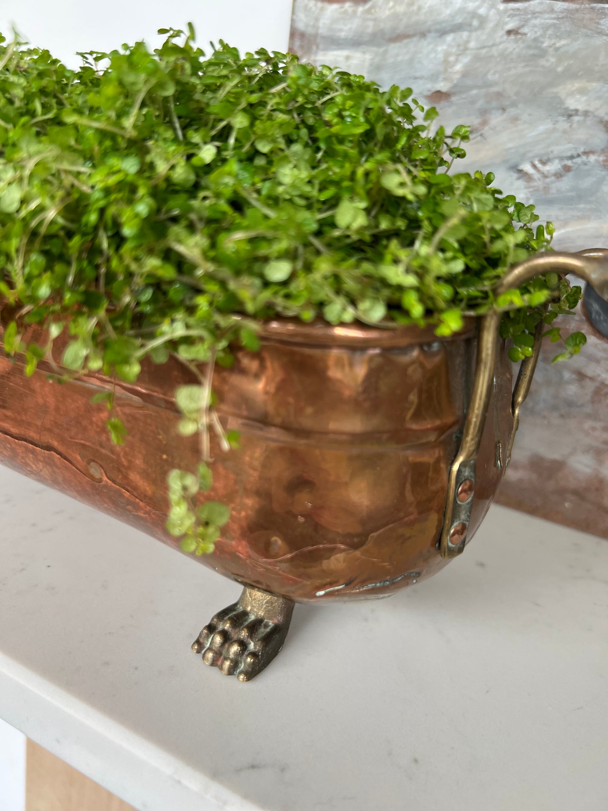 Antique Copper & Brass Planter With Feet