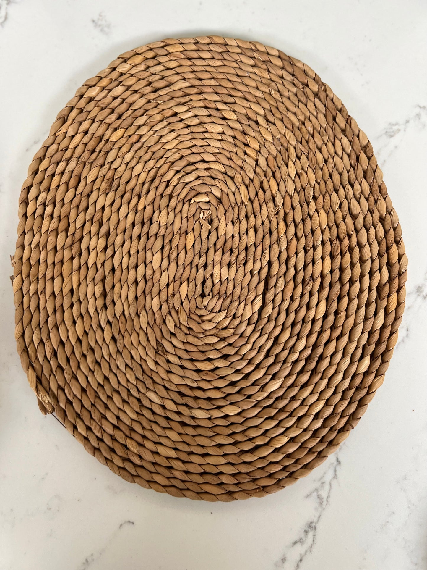 Set Of 6 Vintage Woven Oval Grass Placemats