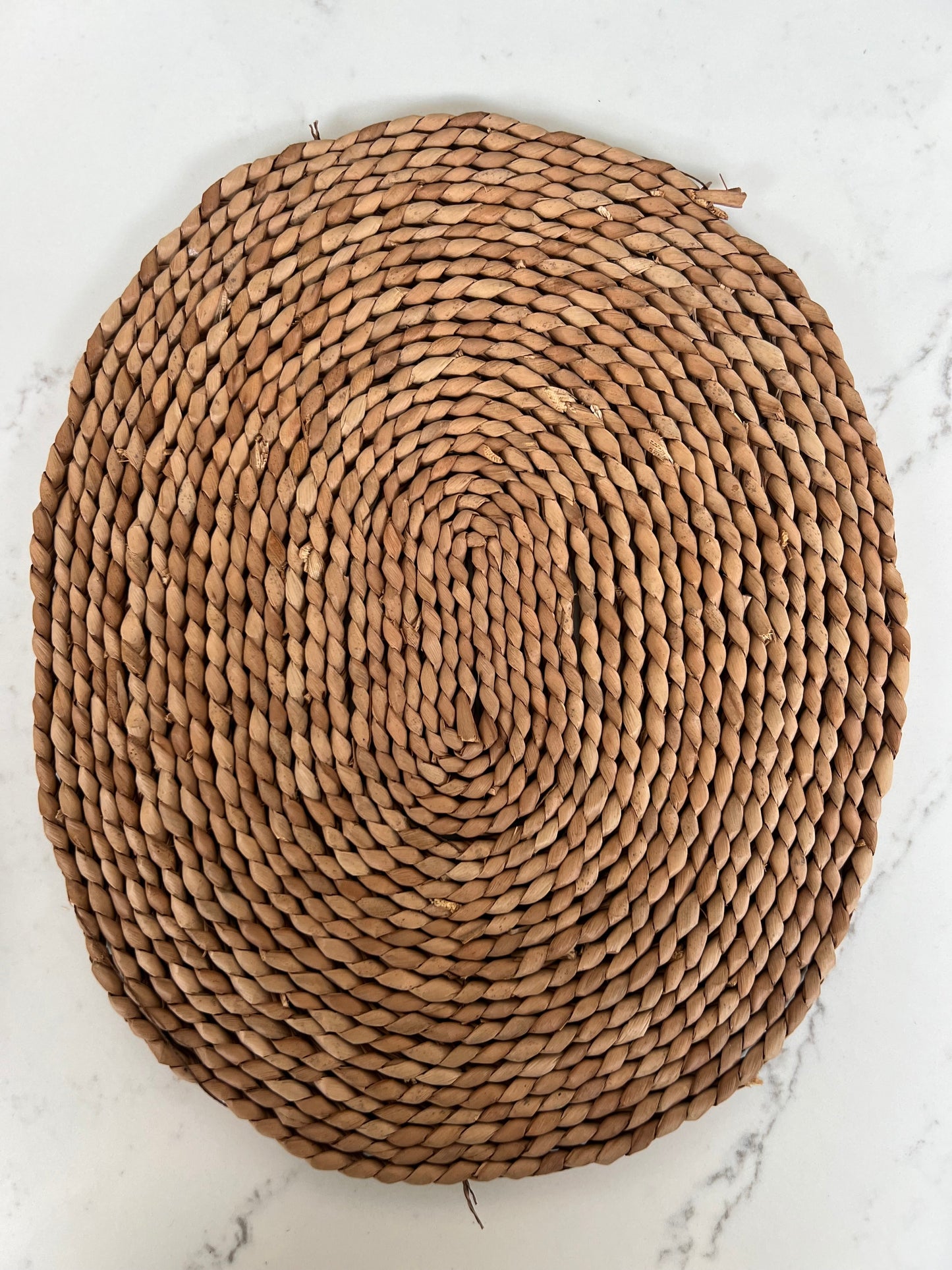 Set Of 6 Vintage Woven Oval Grass Placemats