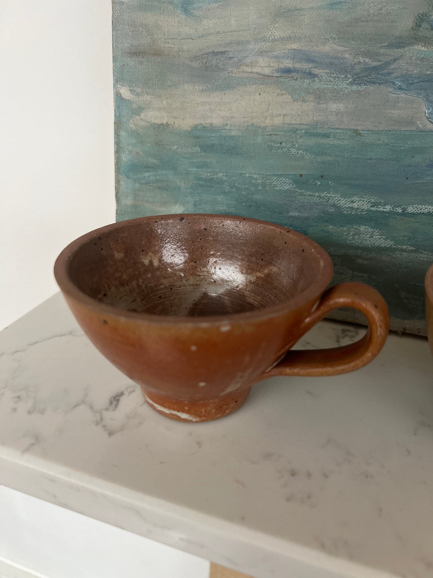 Set Of 3 Vintage French Stoneware Cups