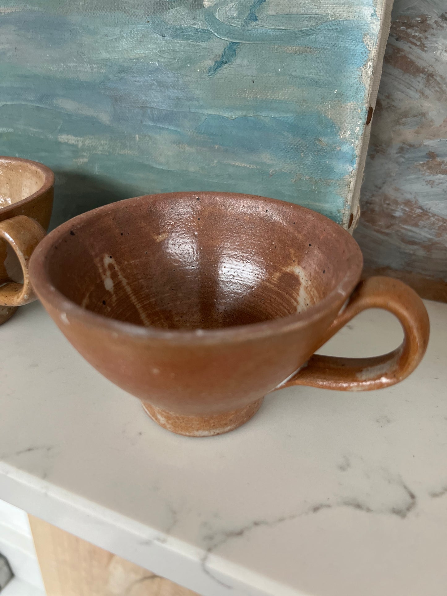 Set Of 3 Vintage French Stoneware Cups