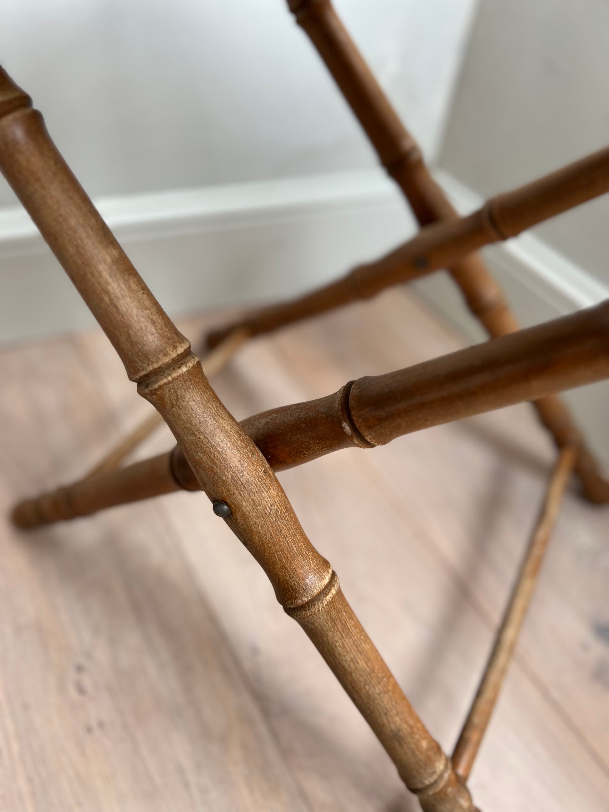 Vintage French Faux Bamboo Folding Stool