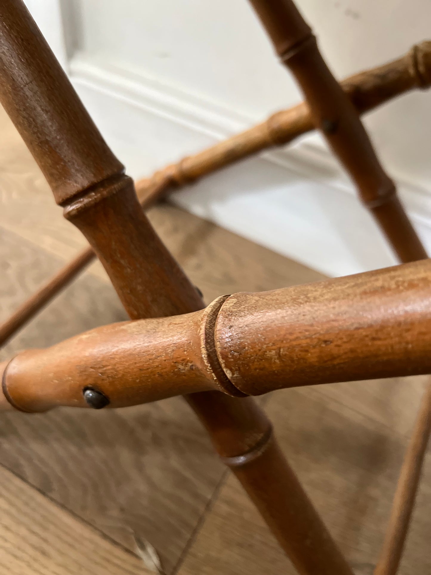 Vintage French Faux Bamboo Folding Stool