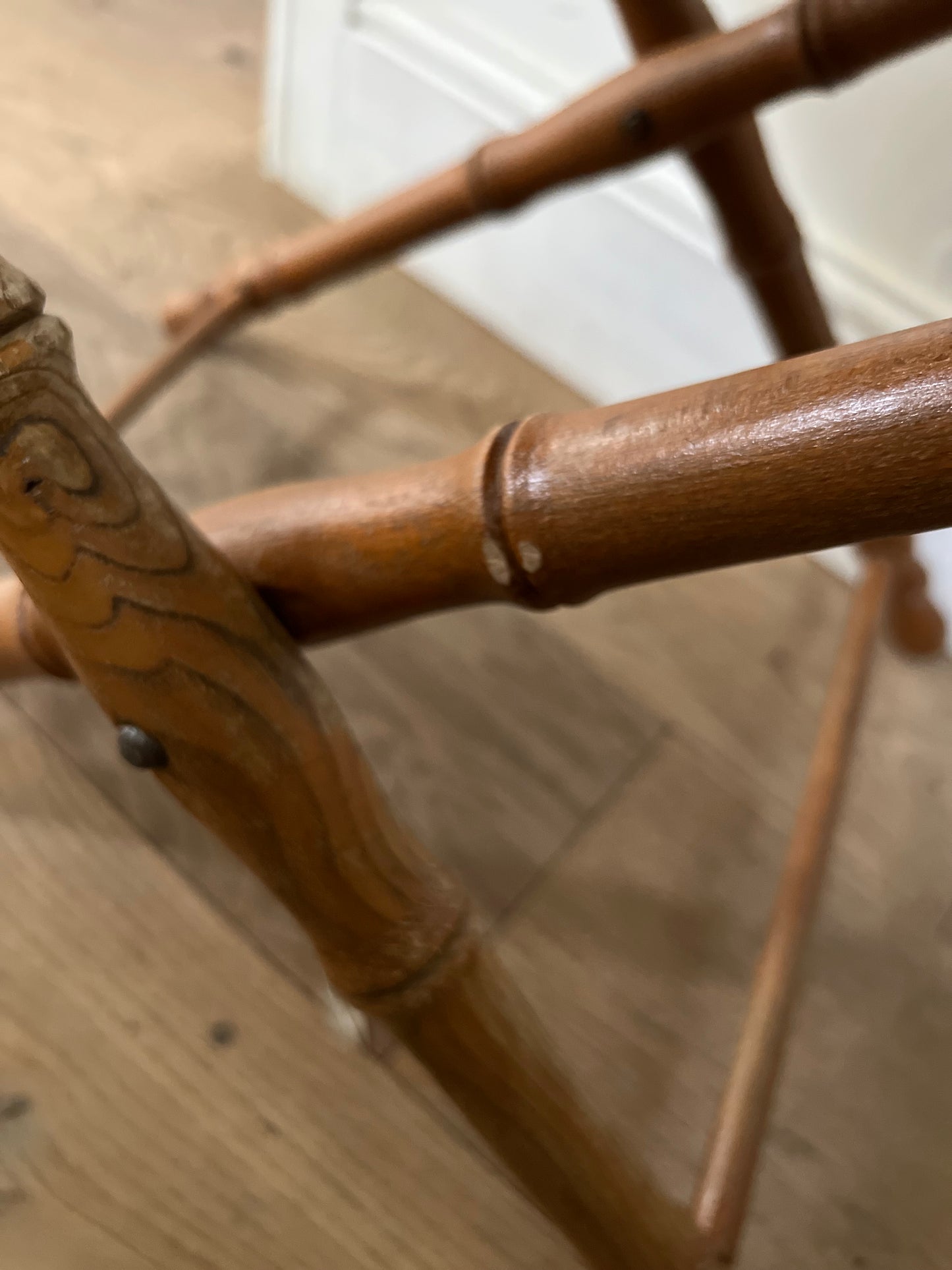 Vintage French Faux Bamboo Folding Stool