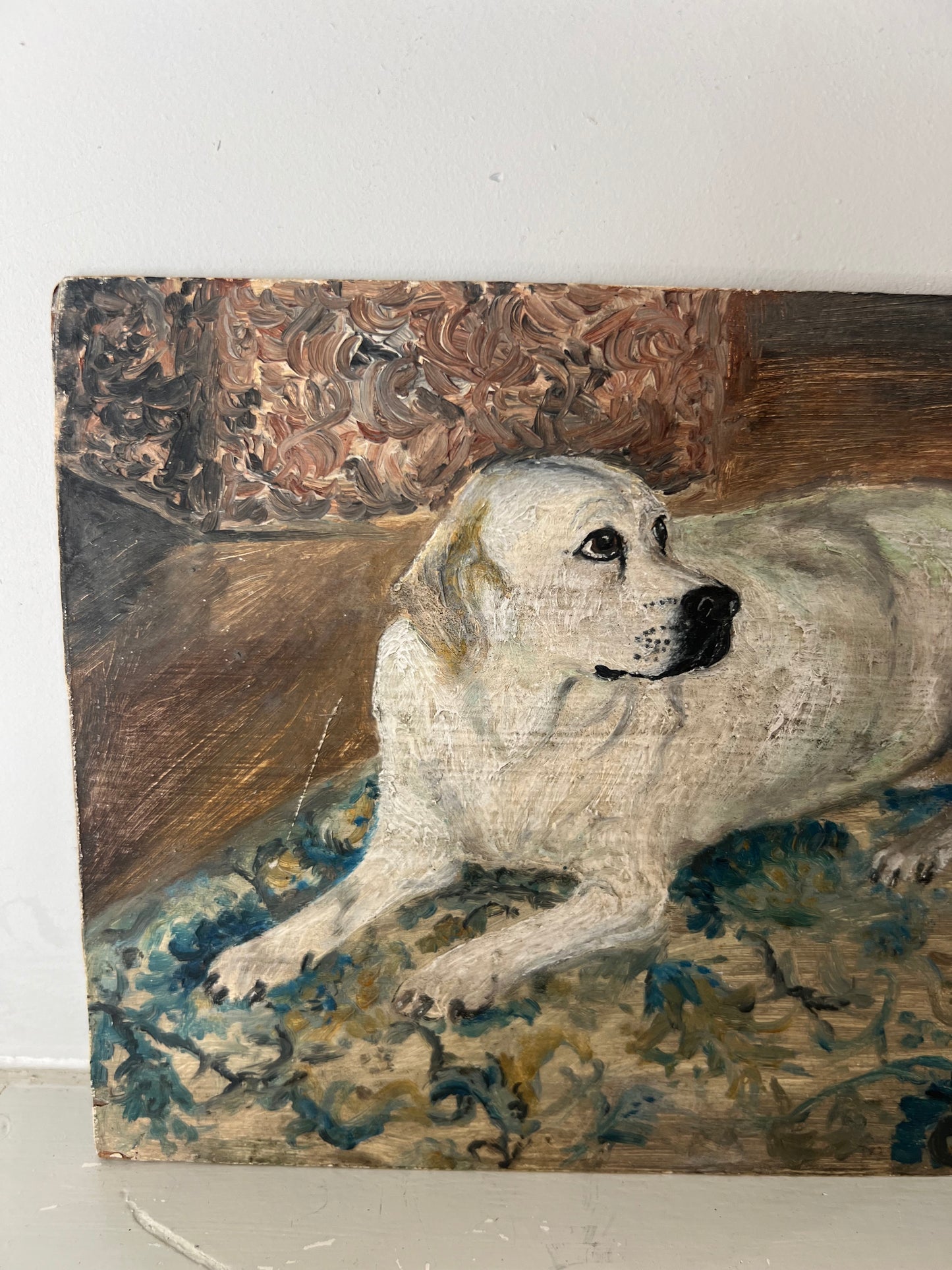 Vintage Mid Century Portrait Of Labrador On Board