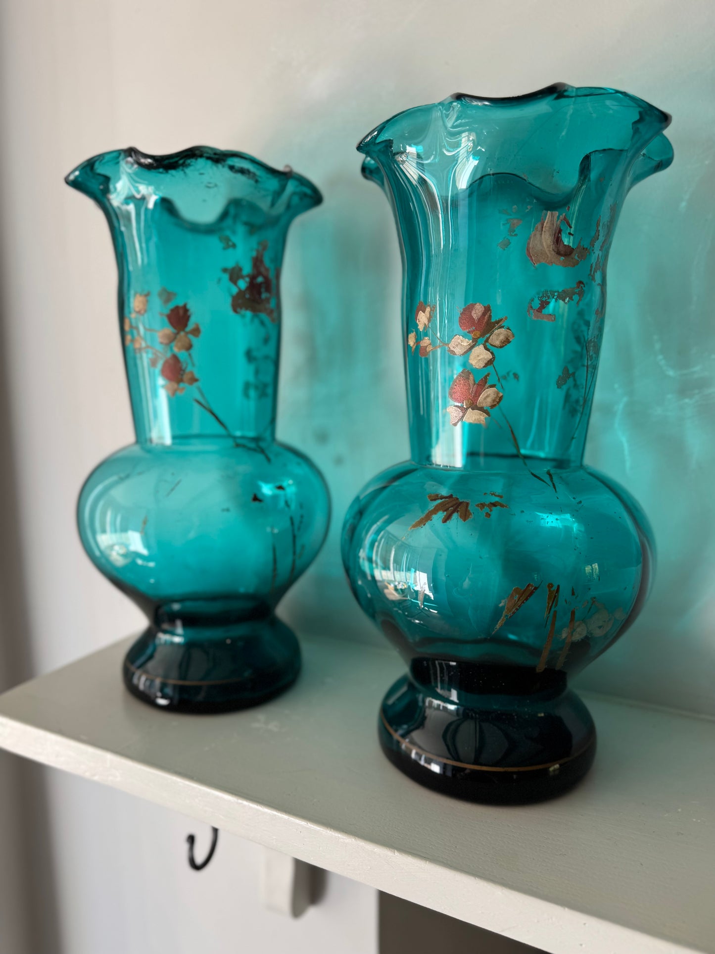 Pair Of Handblown Vintage French Glass Vases