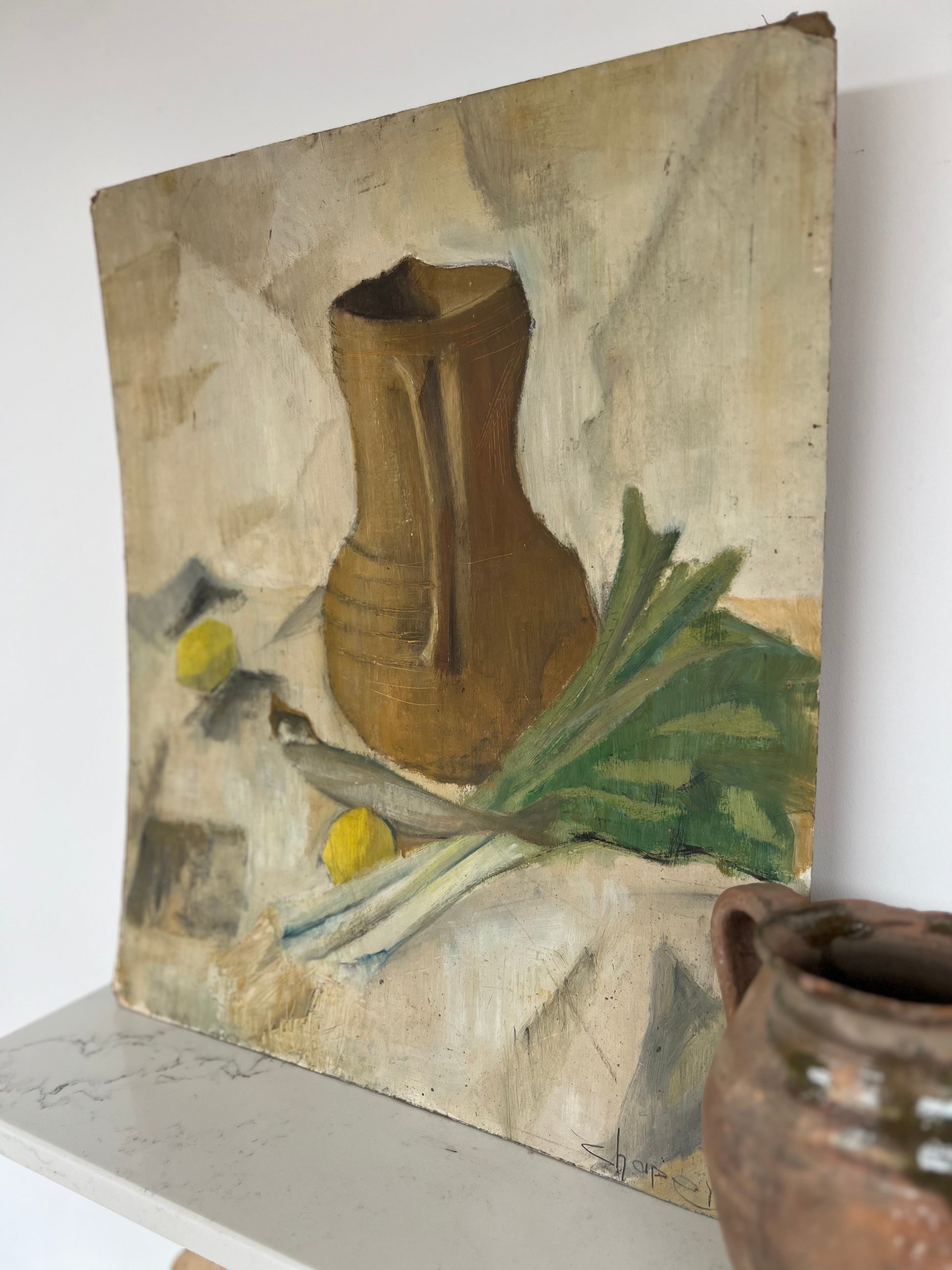 Vintage French Leeks Still Life on Card