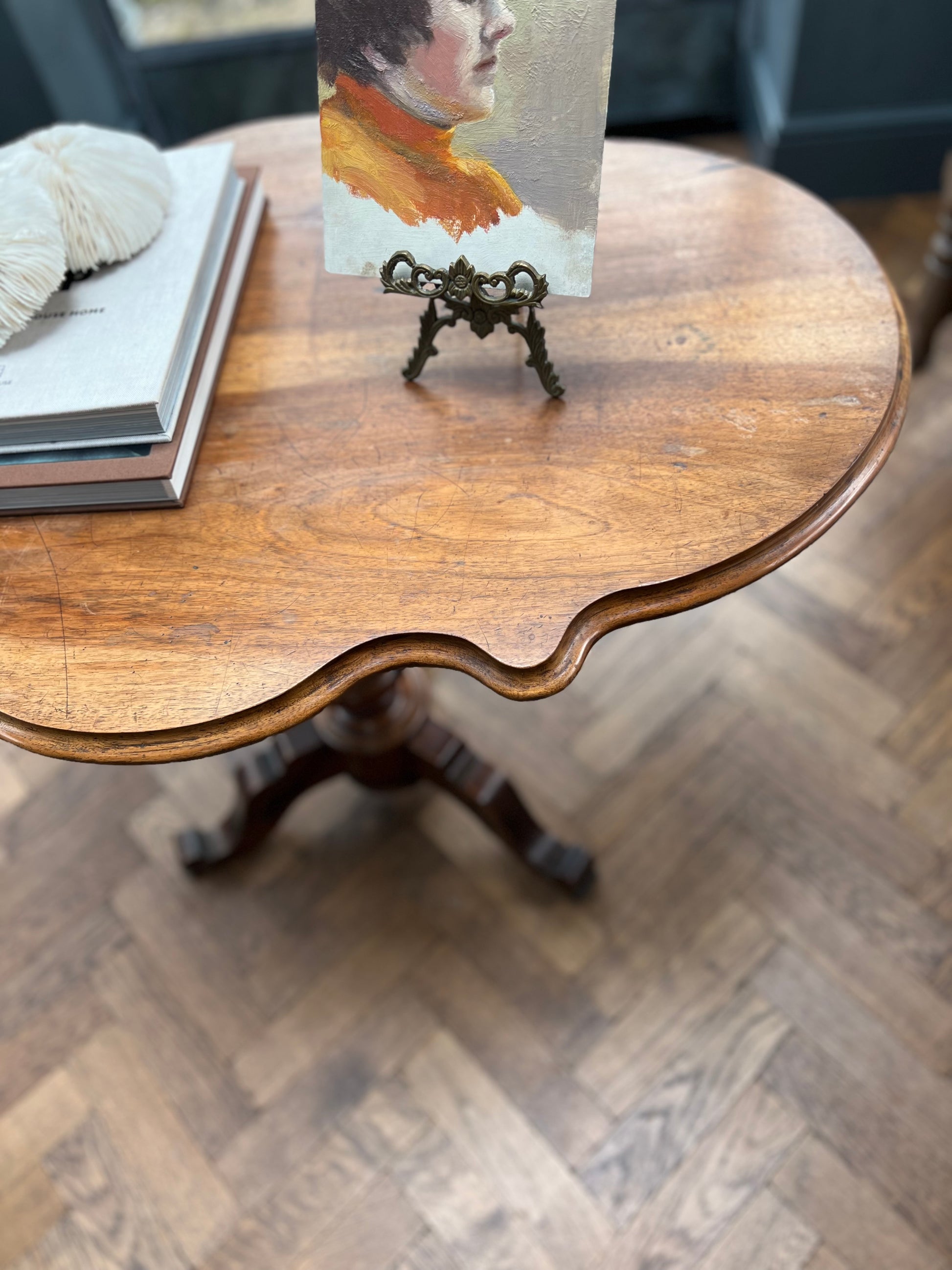 Antique French Violin Tilt Top Side/Hall Table