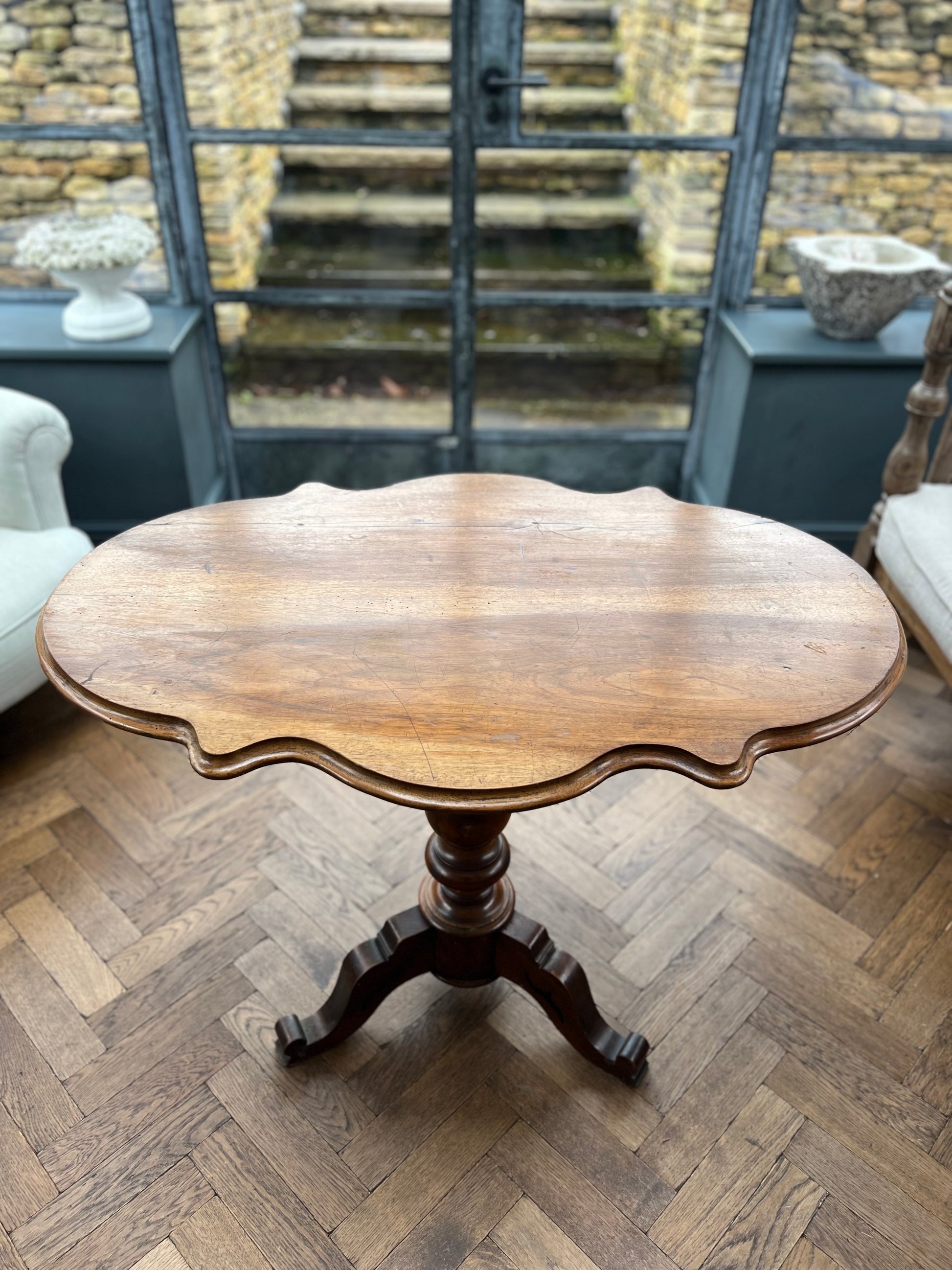 Antique French Violin Tilt Top Side/Hall Table