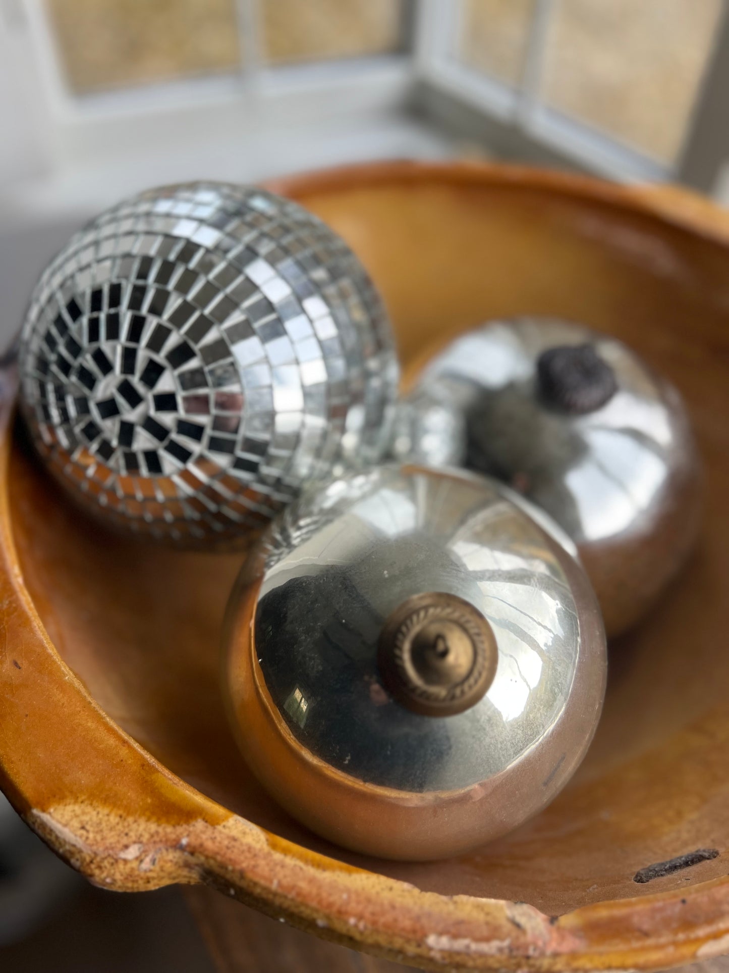 Large Vintage Silver Glass Ball Decoration