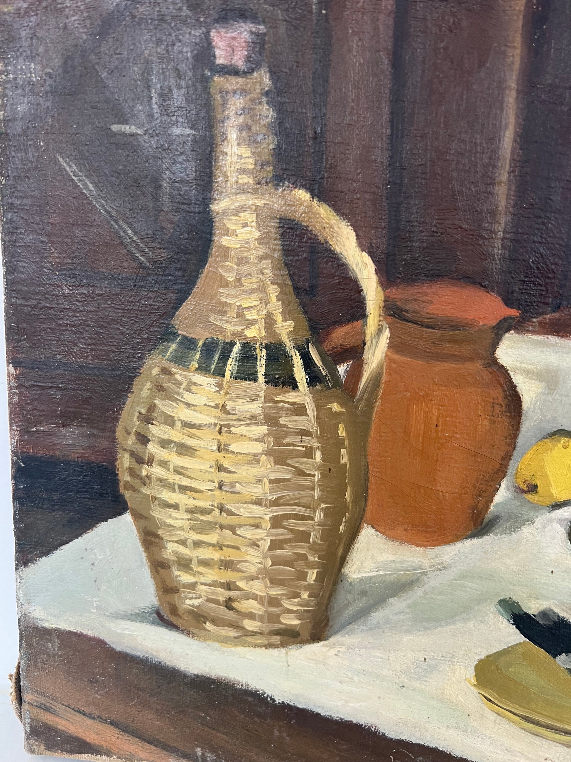 Vintage French Still Life Oil on Canvas