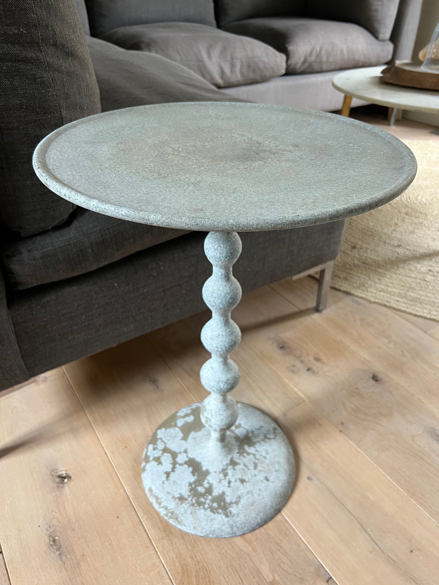 Vintage Aluminium Side Table With Bobbin Leg