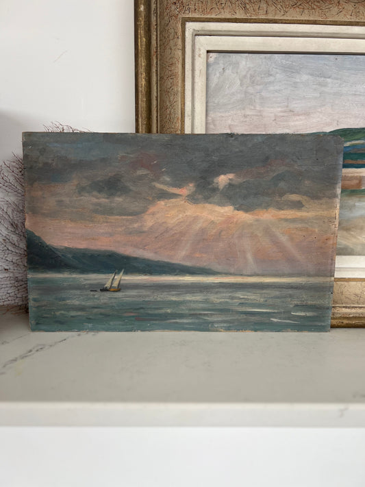 Vintage Seascape On Wood