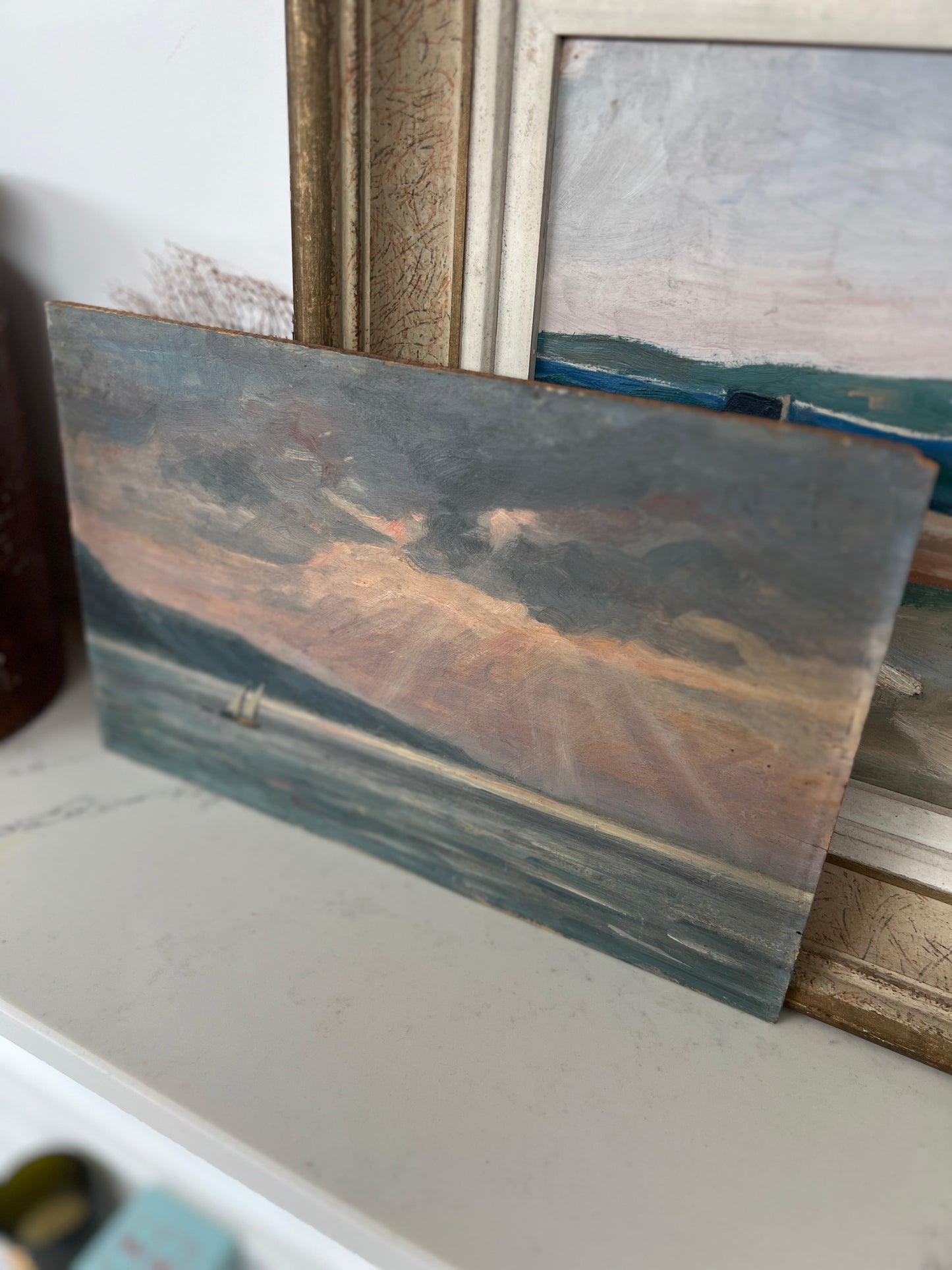 Vintage Seascape On Wood