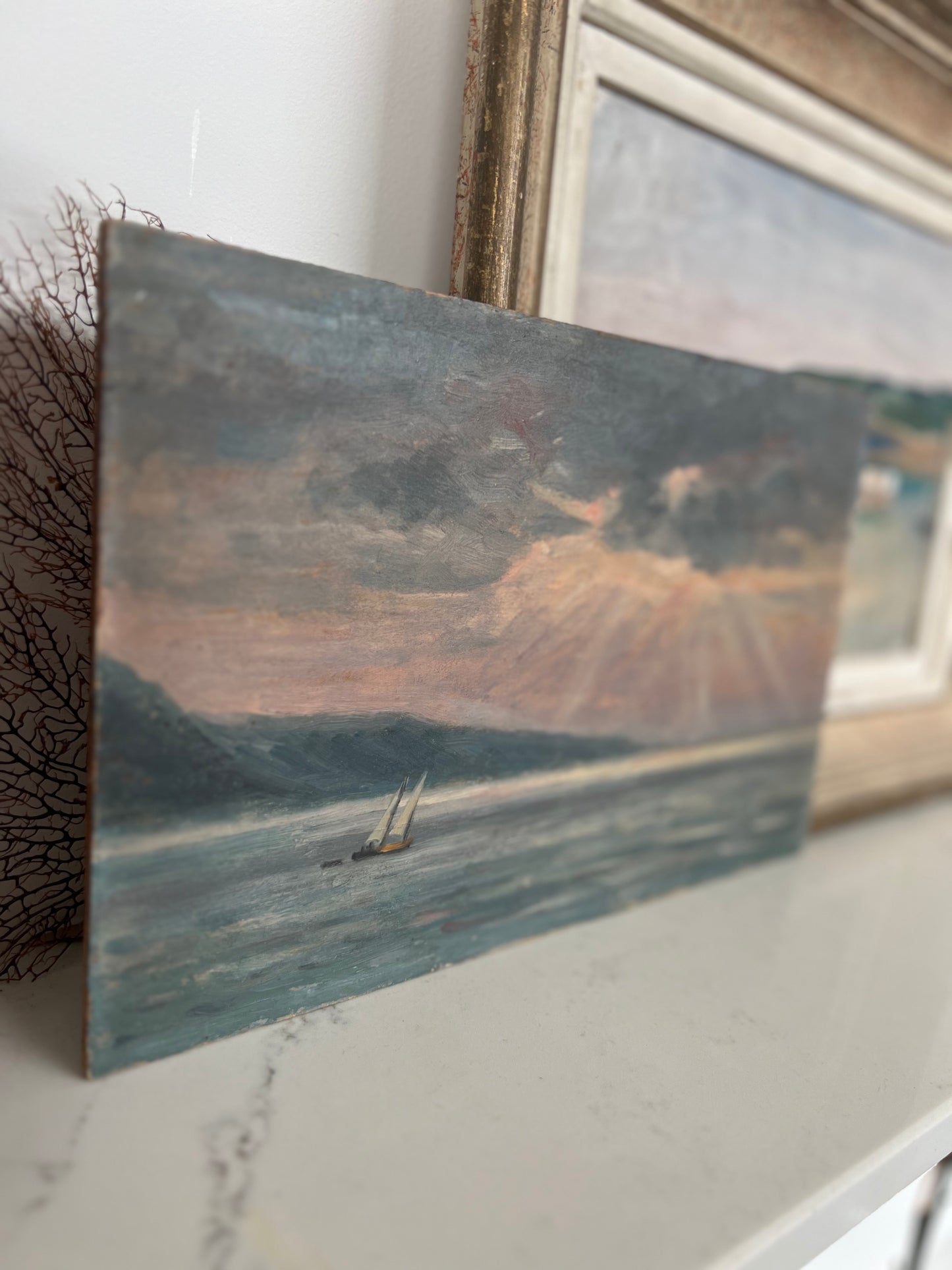 Vintage Seascape On Wood