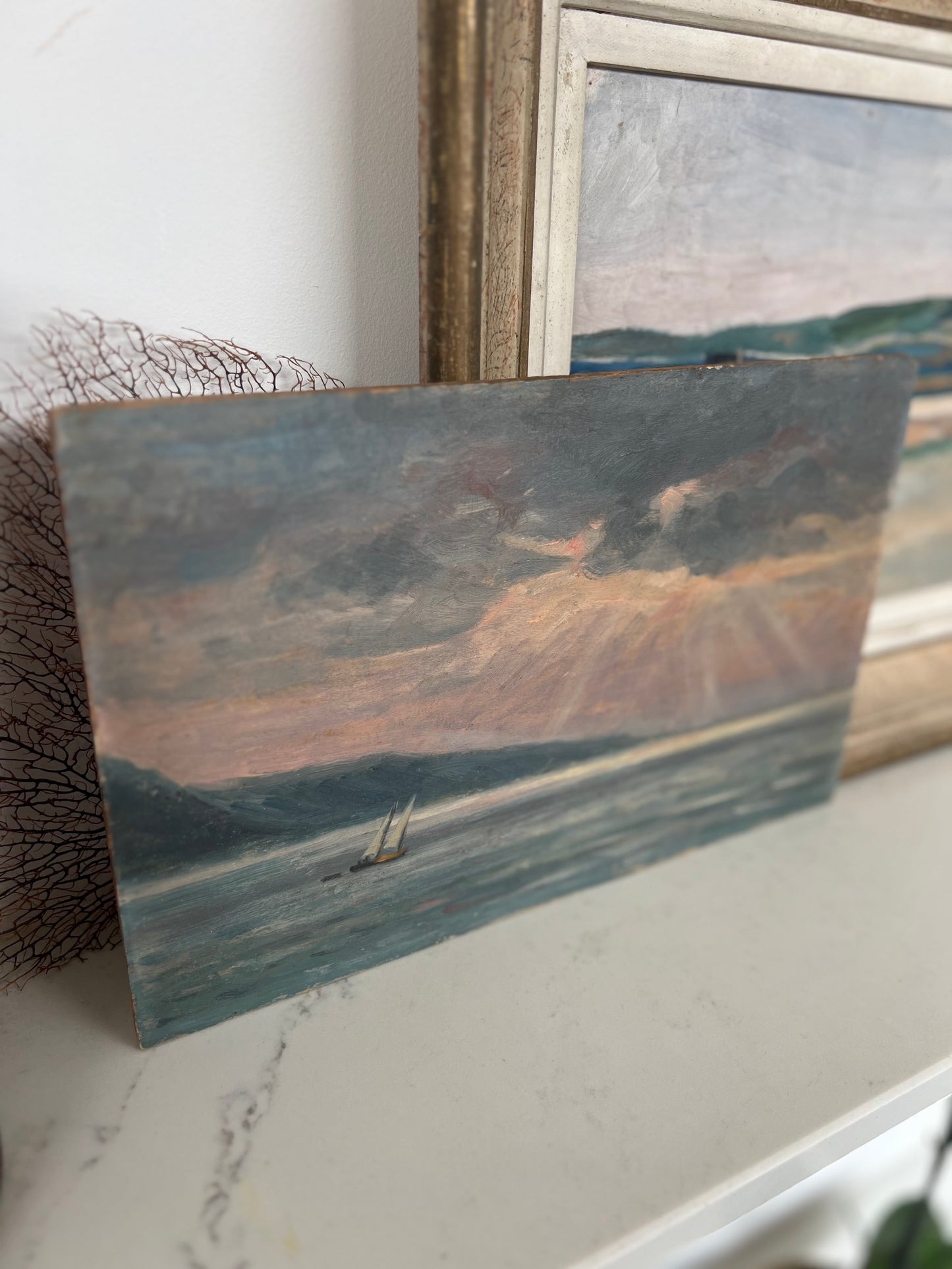 Vintage Seascape On Wood