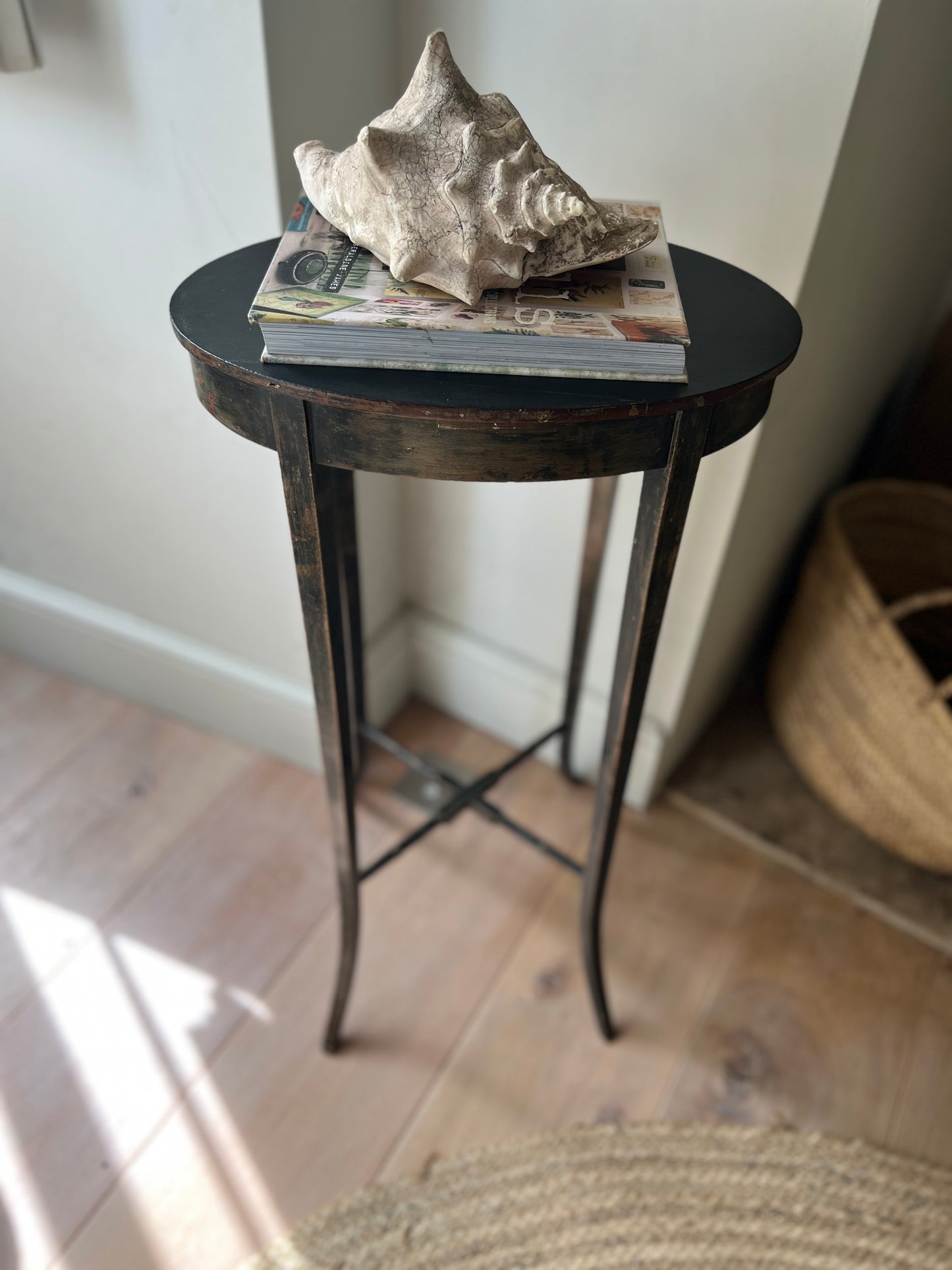 Vintage Ebonised Faux Bamboo Side Table