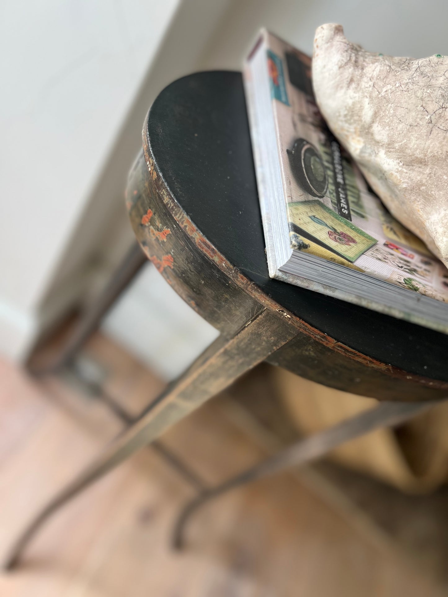 Vintage Ebonised Faux Bamboo Side Table