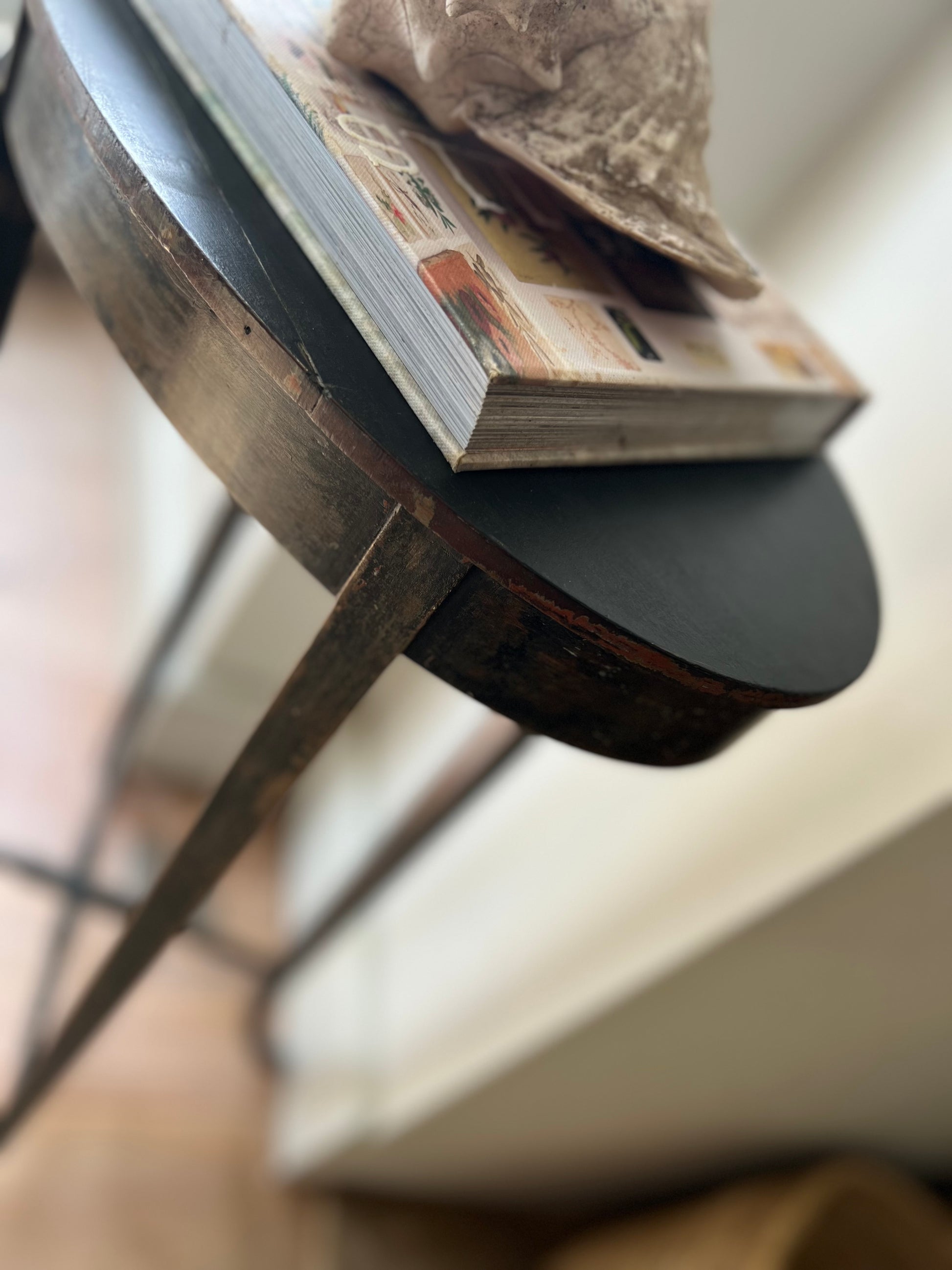 Vintage Ebonised Faux Bamboo Side Table