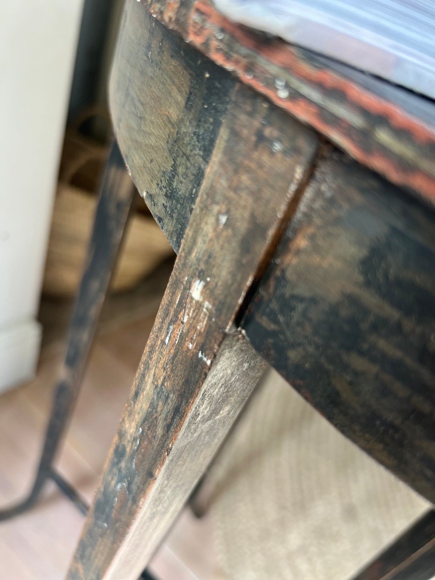 Vintage Ebonised Faux Bamboo Side Table