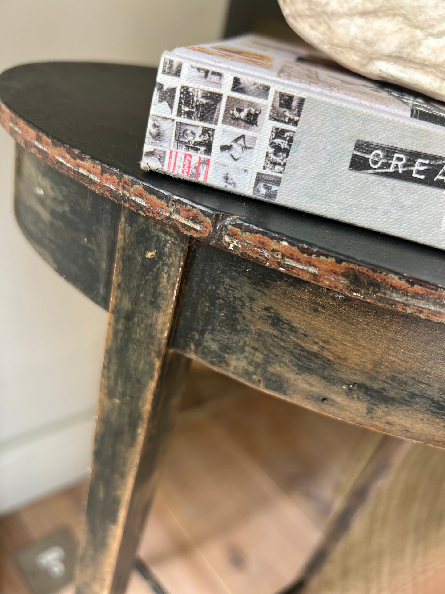 Vintage Ebonised Faux Bamboo Side Table