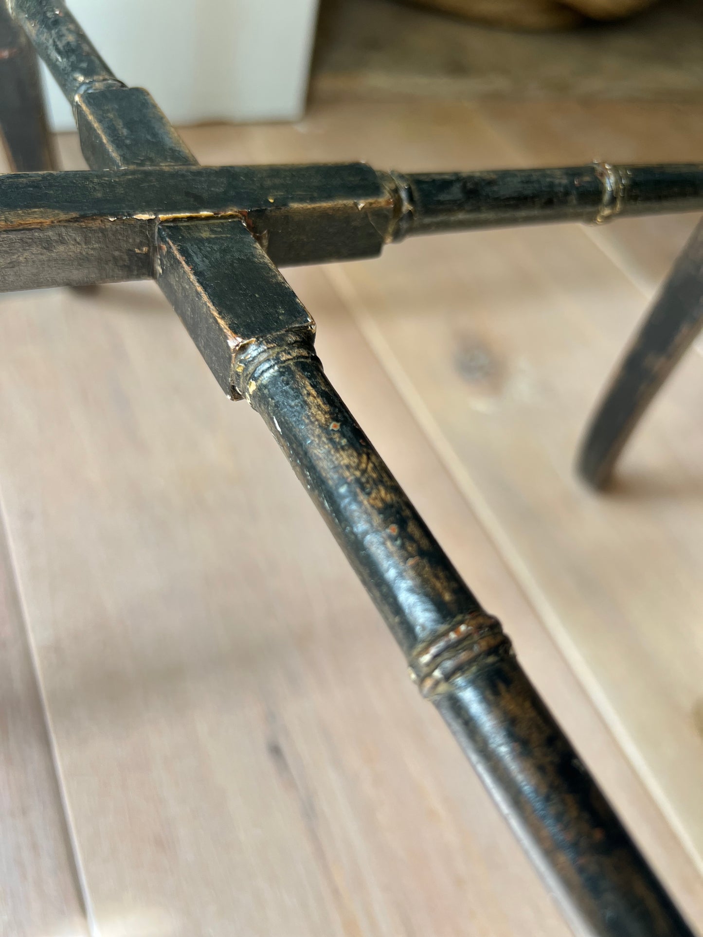 Vintage Ebonised Faux Bamboo Side Table