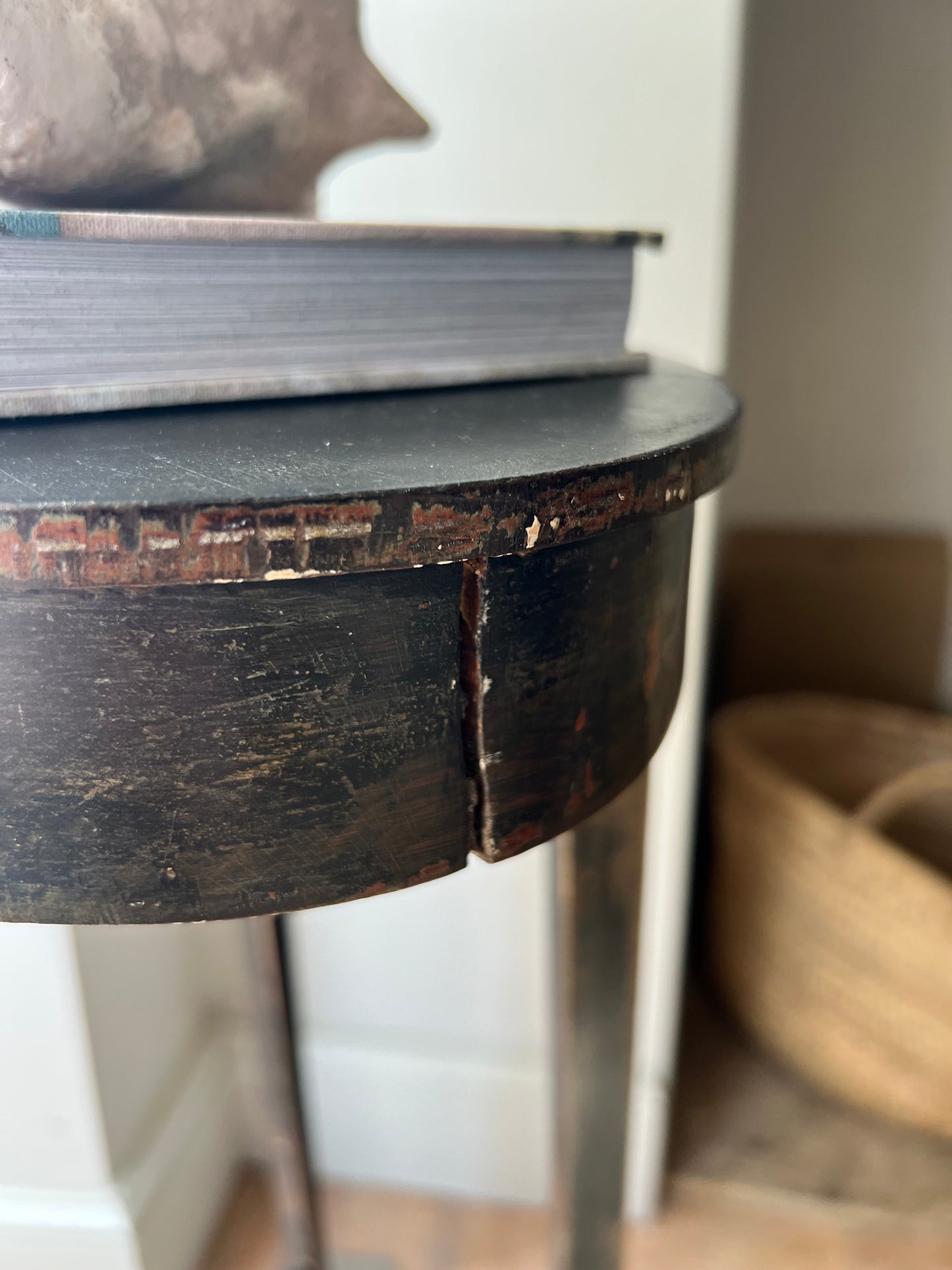 Vintage Ebonised Faux Bamboo Side Table