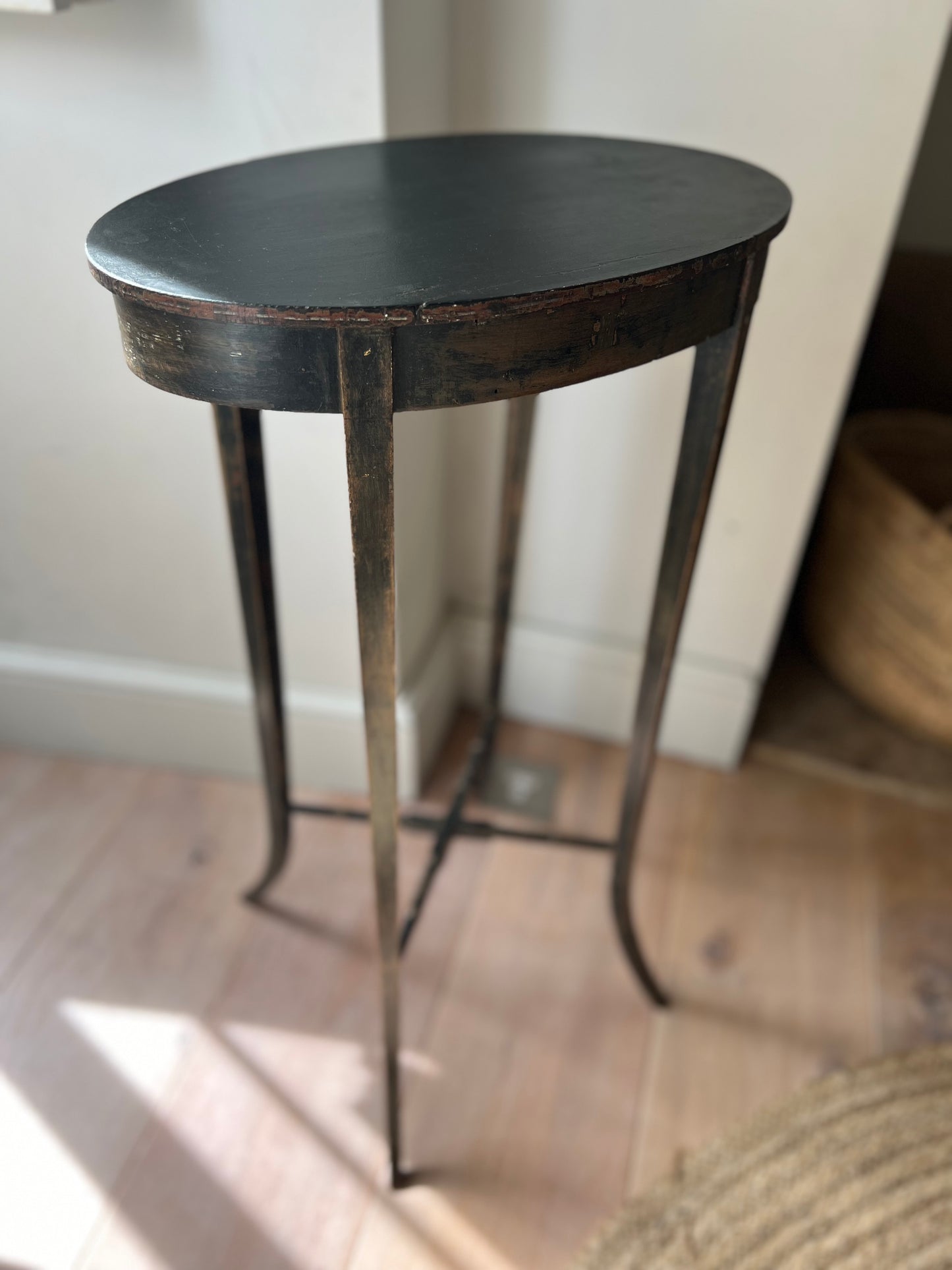 Vintage Ebonised Faux Bamboo Side Table