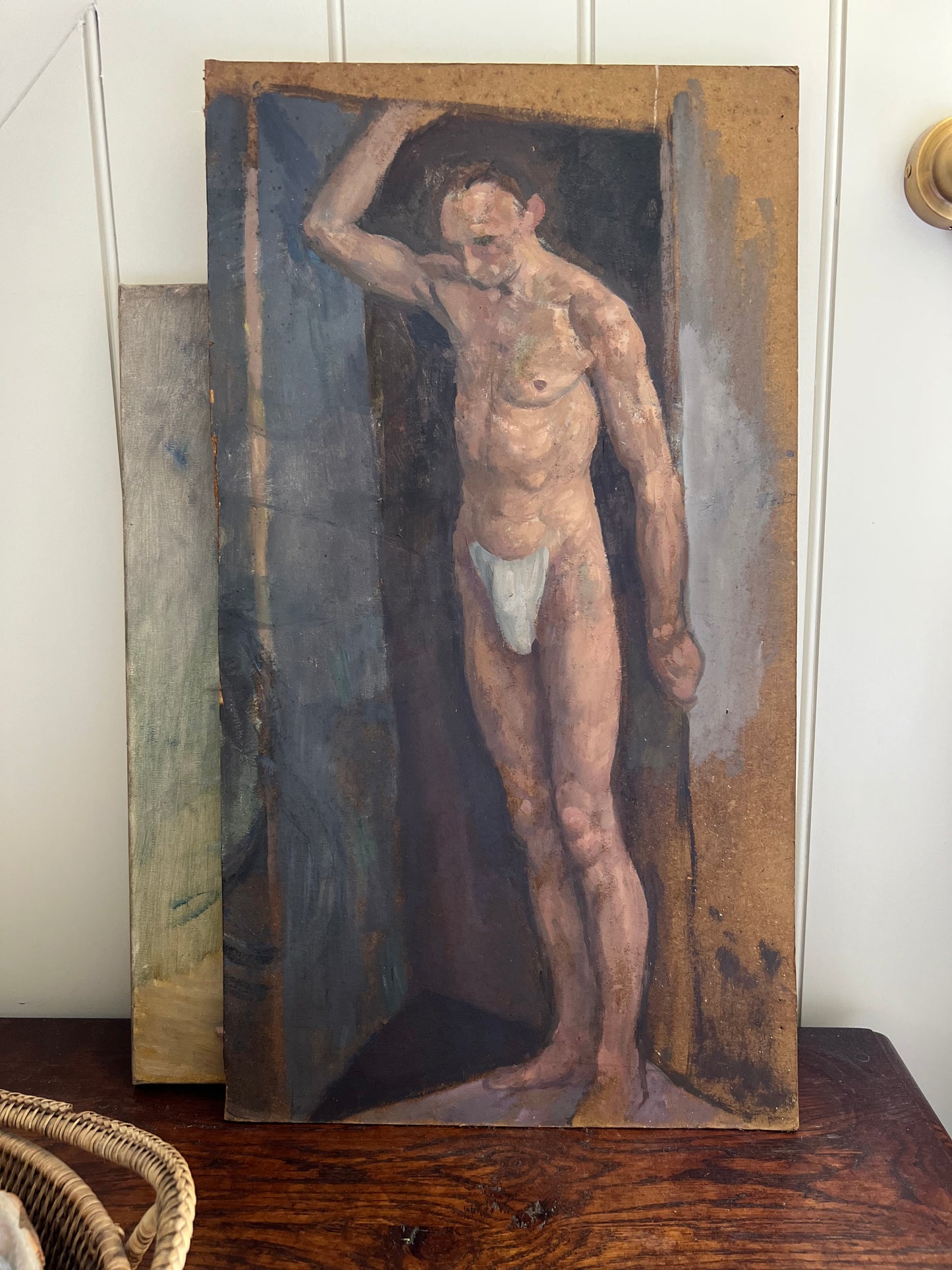 Vintage Mid Century Nude Oil on Board