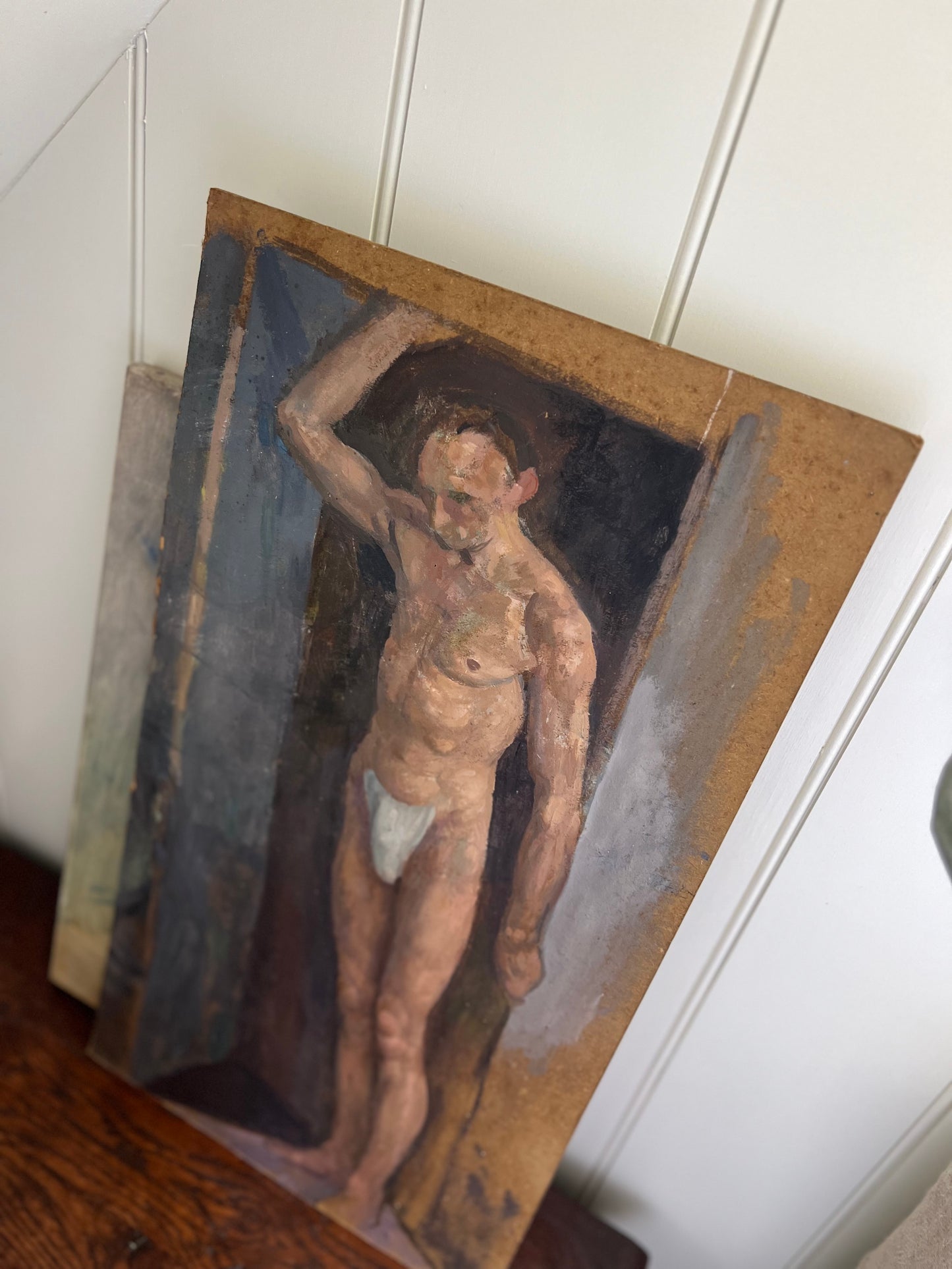 Vintage Mid Century Nude Oil on Board