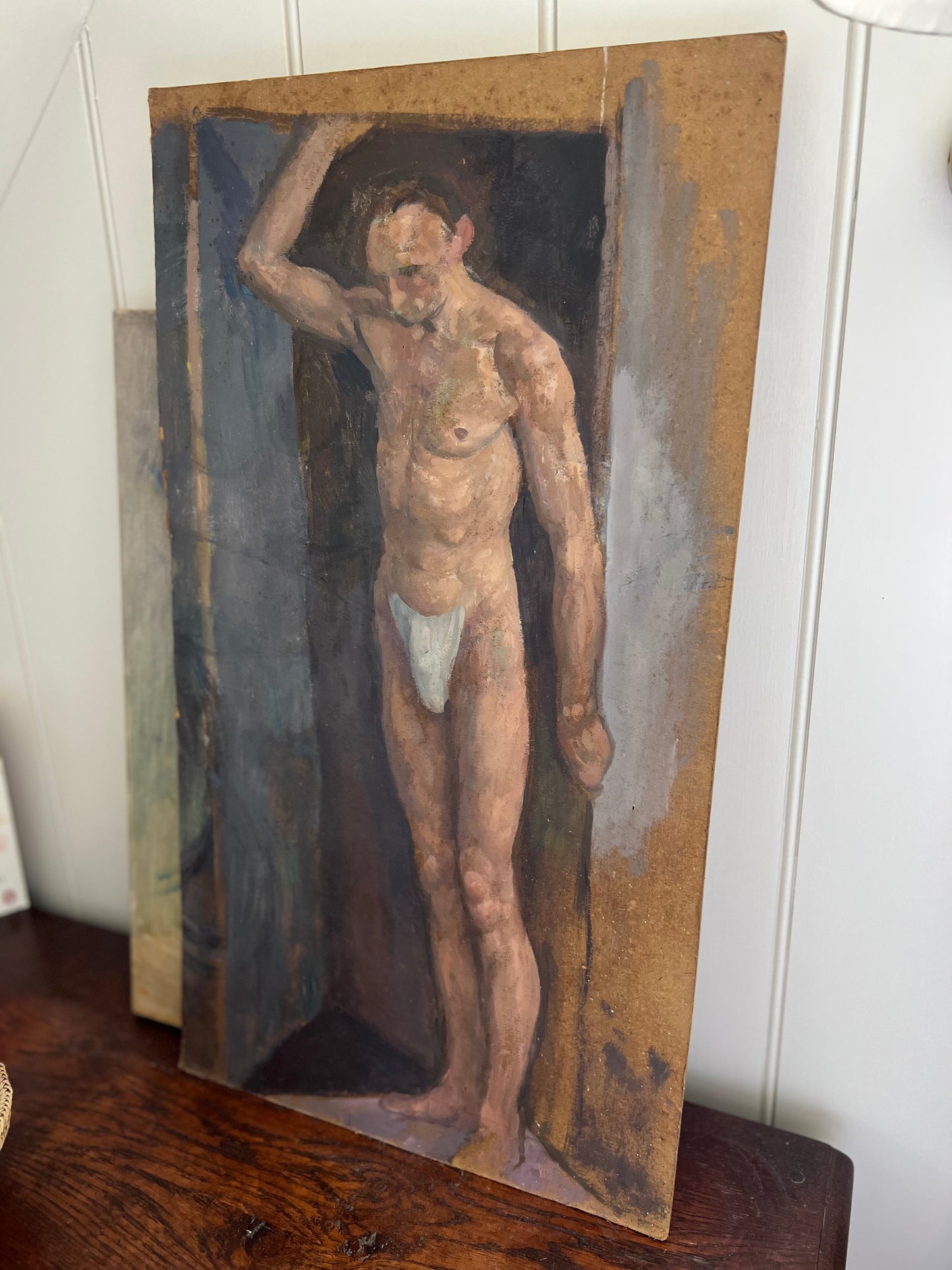 Vintage Mid Century Nude Oil on Board