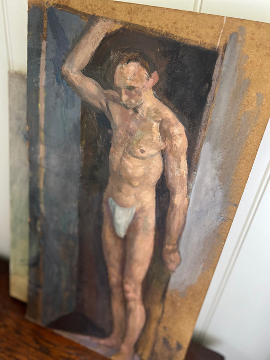 Vintage Mid Century Nude Oil on Board