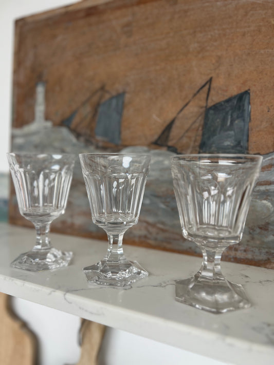 Set of 8 Vintage French Cut Crystal  Wine Glasses 