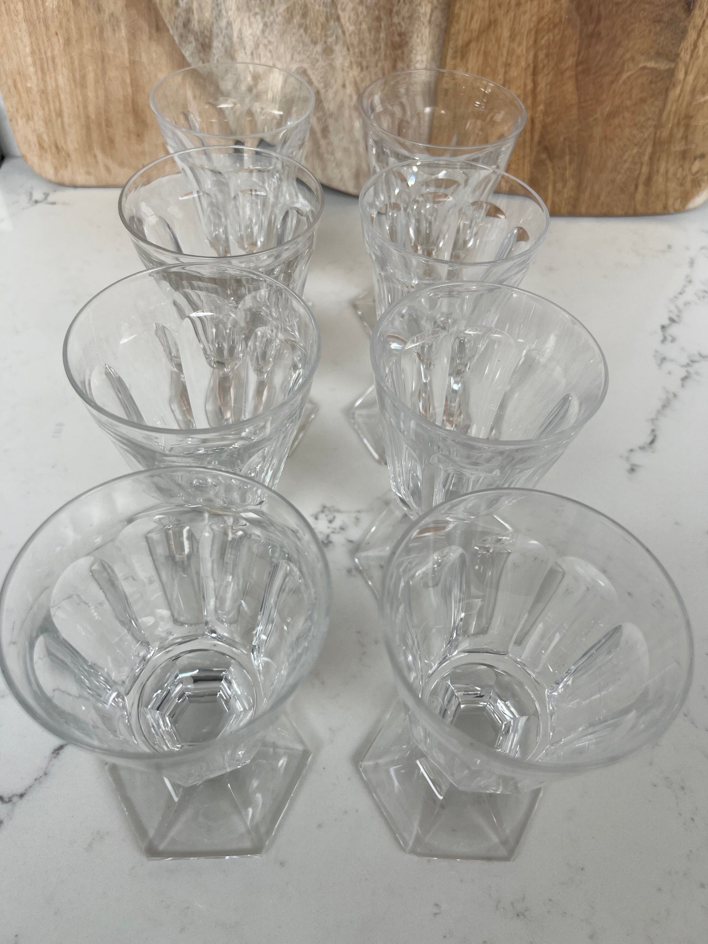 Set of 8 Vintage French Cut Crystal  Wine Glasses 