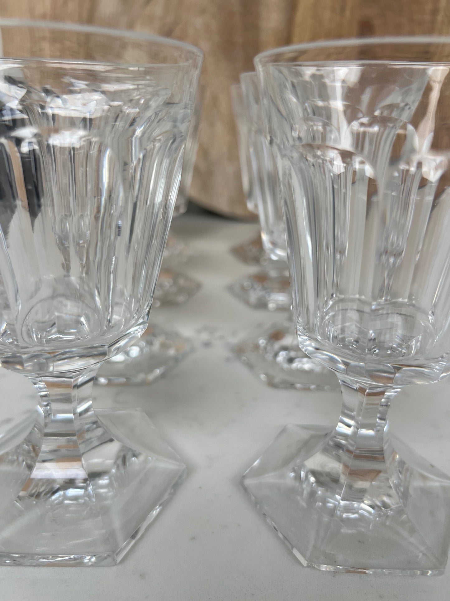 Set of 8 Vintage French Cut Crystal Wine Glasses