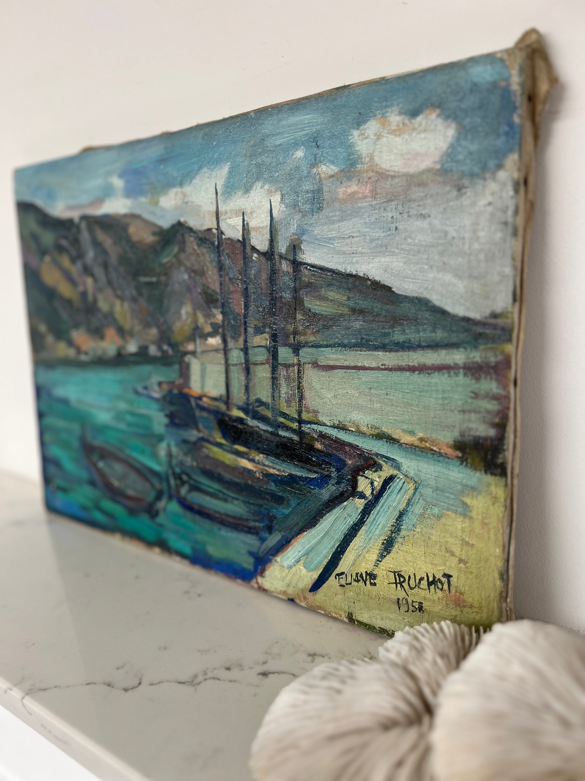 Vintage French Seascape Oil On Canvas