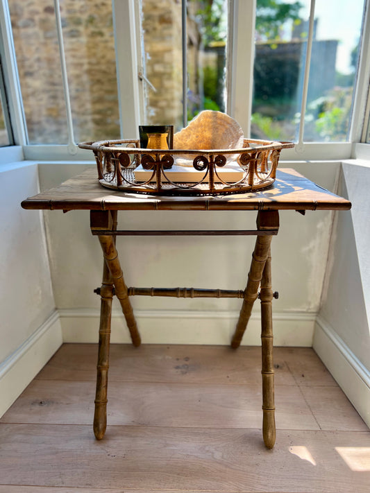 Antique French Faux Bamboo Folding Table