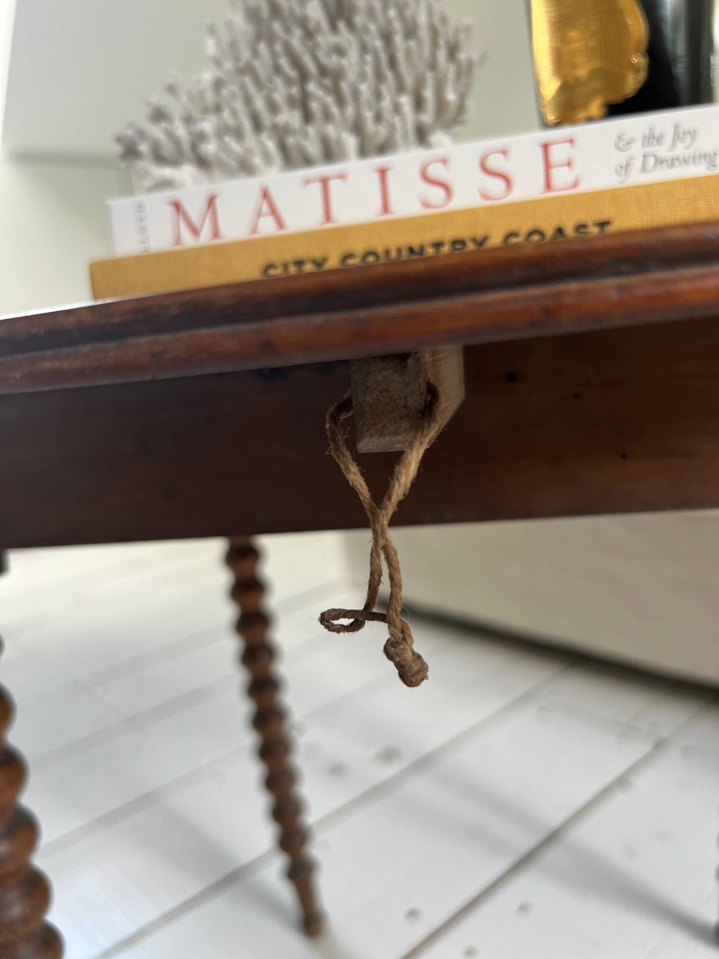 Antique French Fruitwood Bobbin Side Table