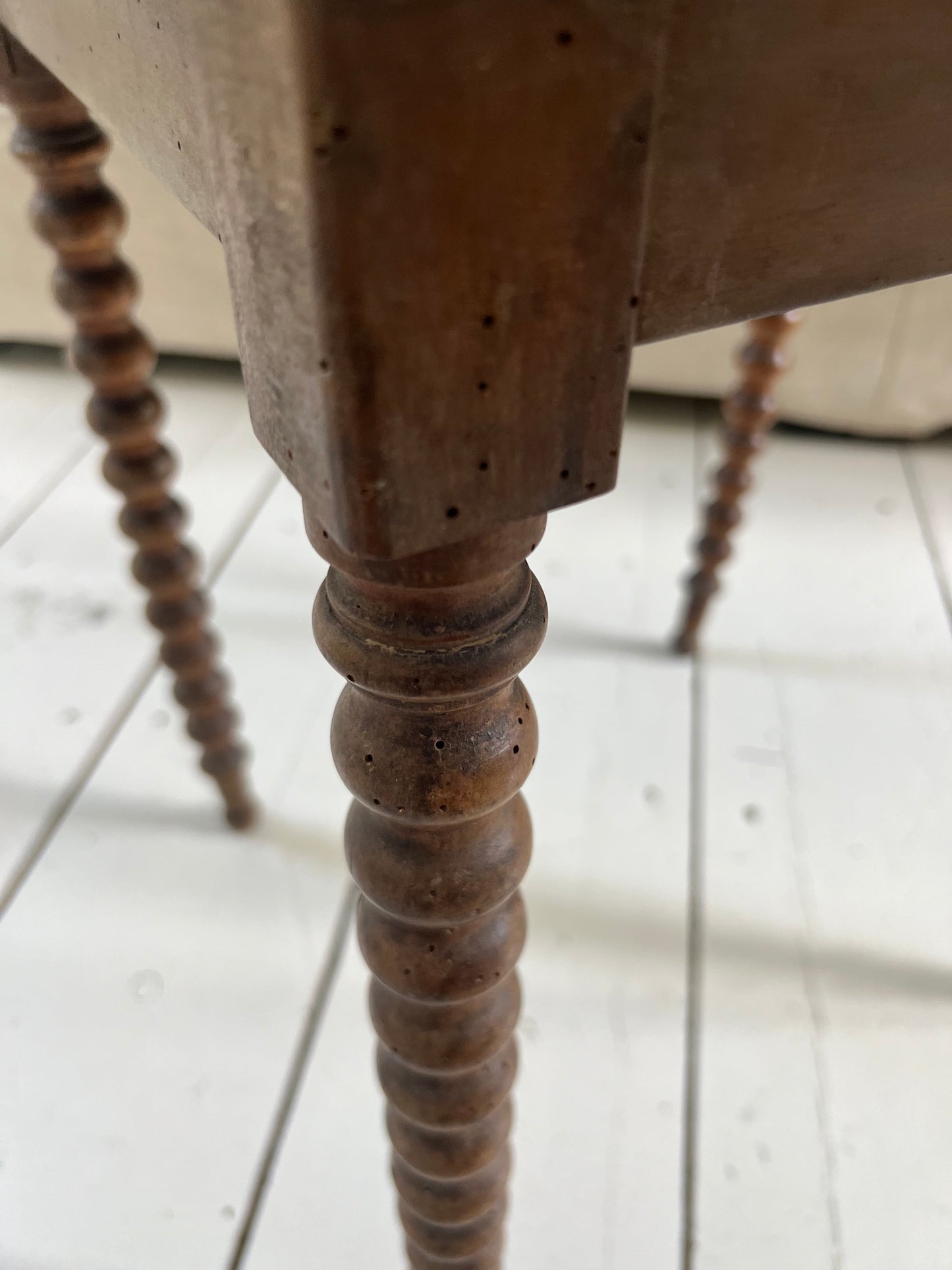 Antique French Fruitwood Bobbin Side Table