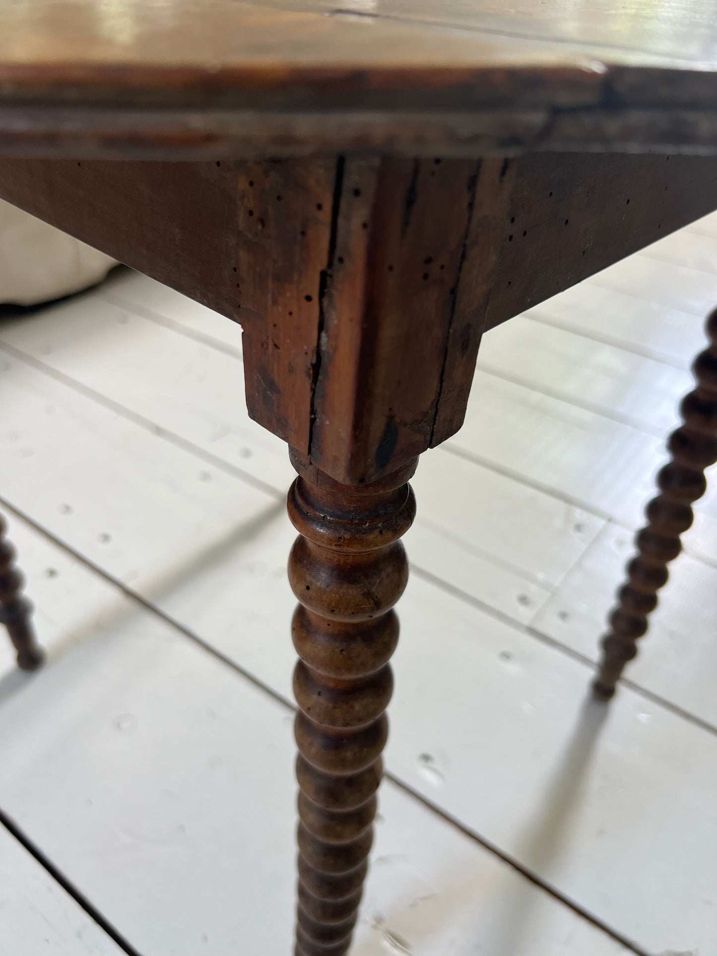 Antique French Fruitwood Bobbin Side Table