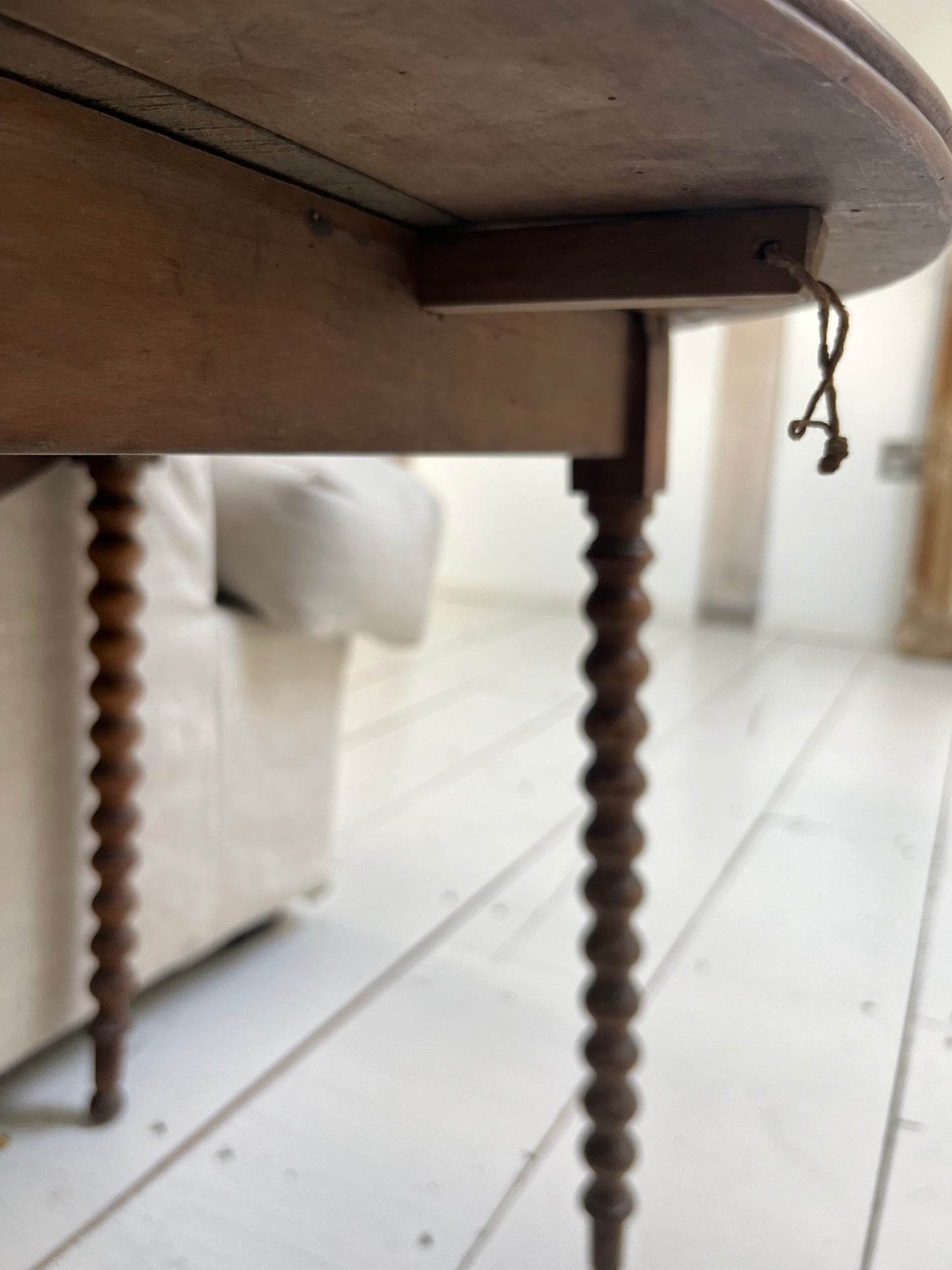 Antique French Fruitwood Bobbin Side Table