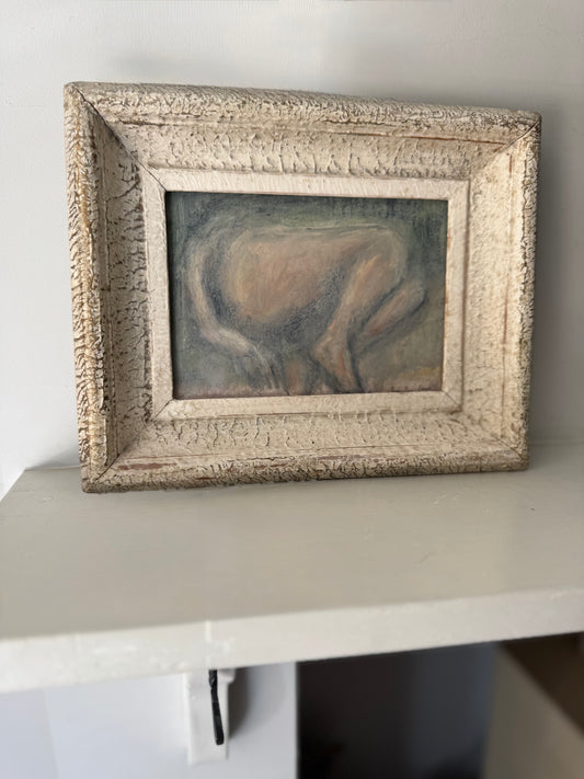 Oil Pastel Nude Figure Study Framed In Vintage French Frame