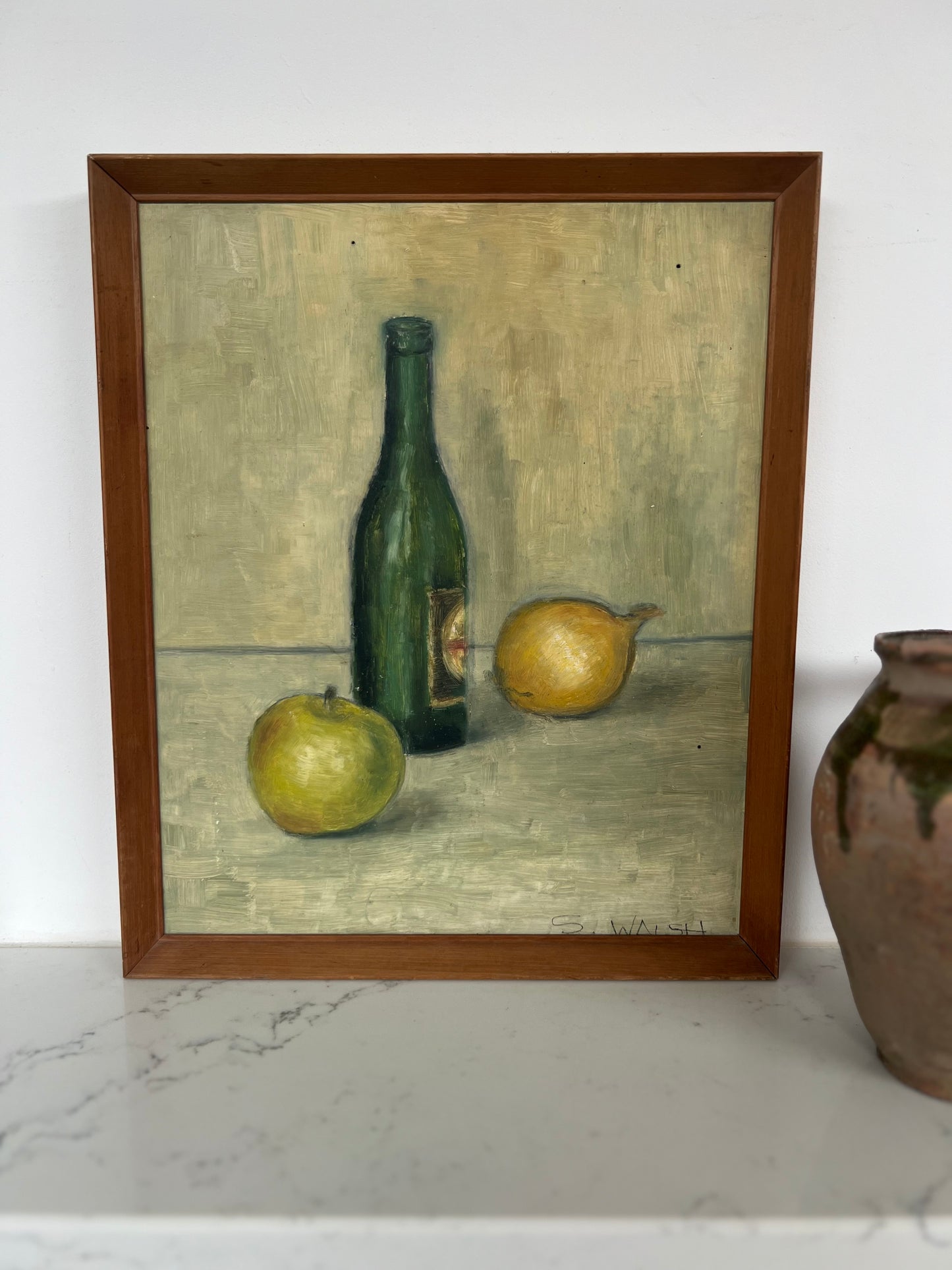 Vintage Mid Century Still Life Acrylic On Board Framed