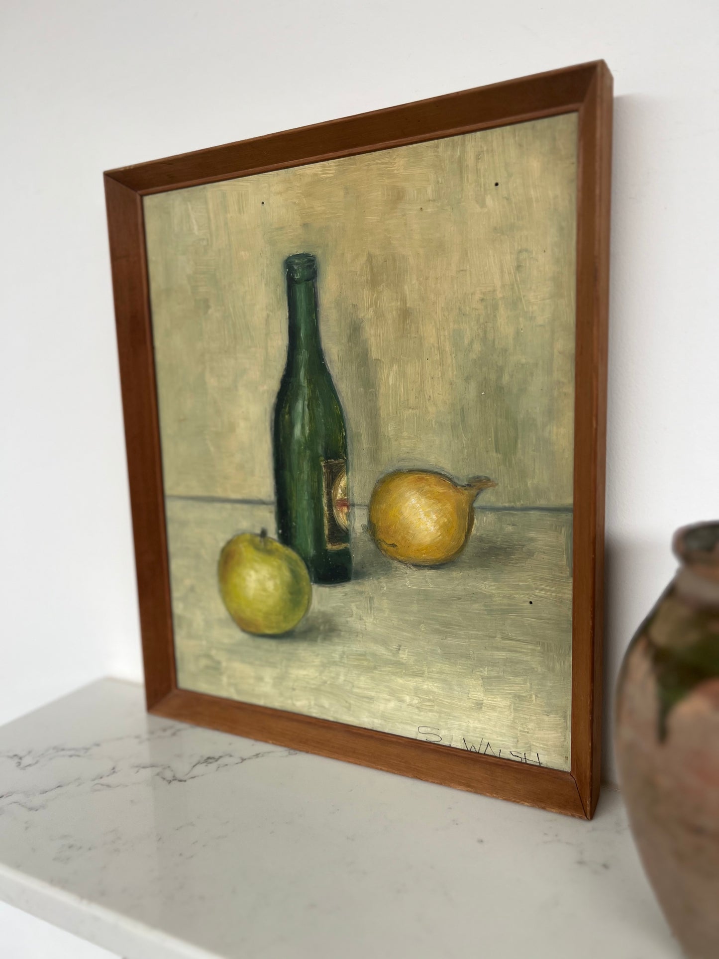 Vintage Mid Century Still Life Acrylic On Board Framed